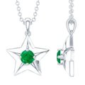 Natural Half Carat Emerald Star Pendant Necklace for Women