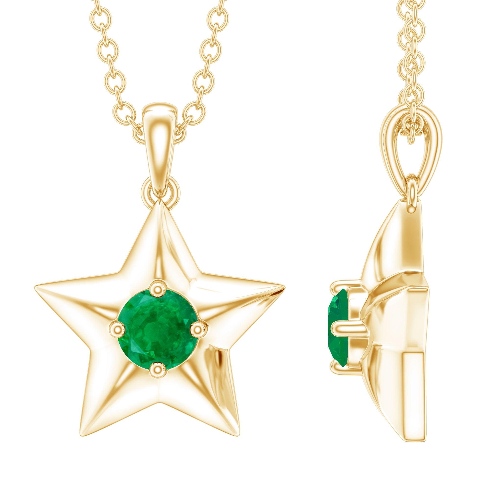 Natural Half Carat Emerald Star Pendant Necklace for Women | Pendants | Wiccan Center