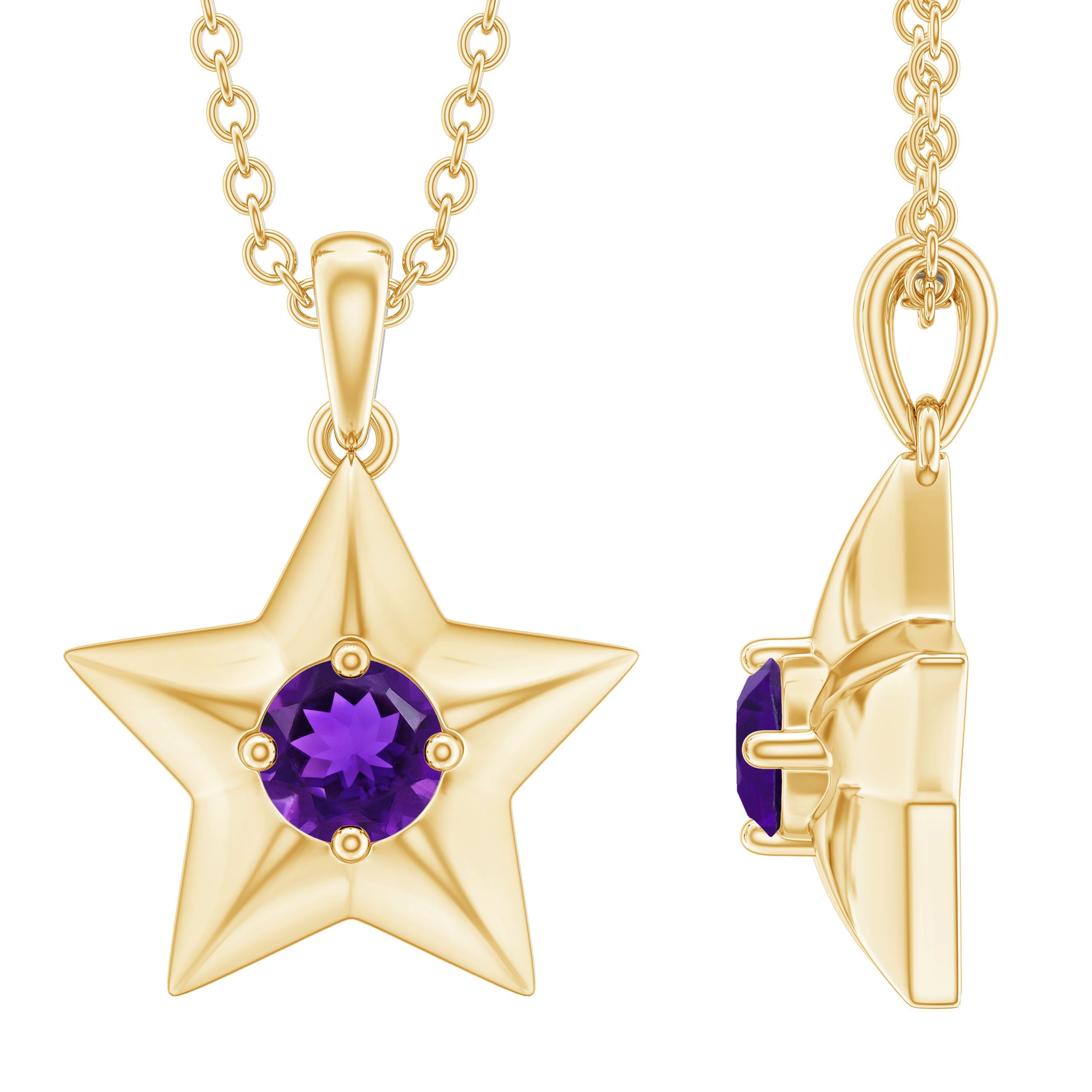 Natural Amethyst Star Of David Necklace with Chain | Pendants | Wiccan Center