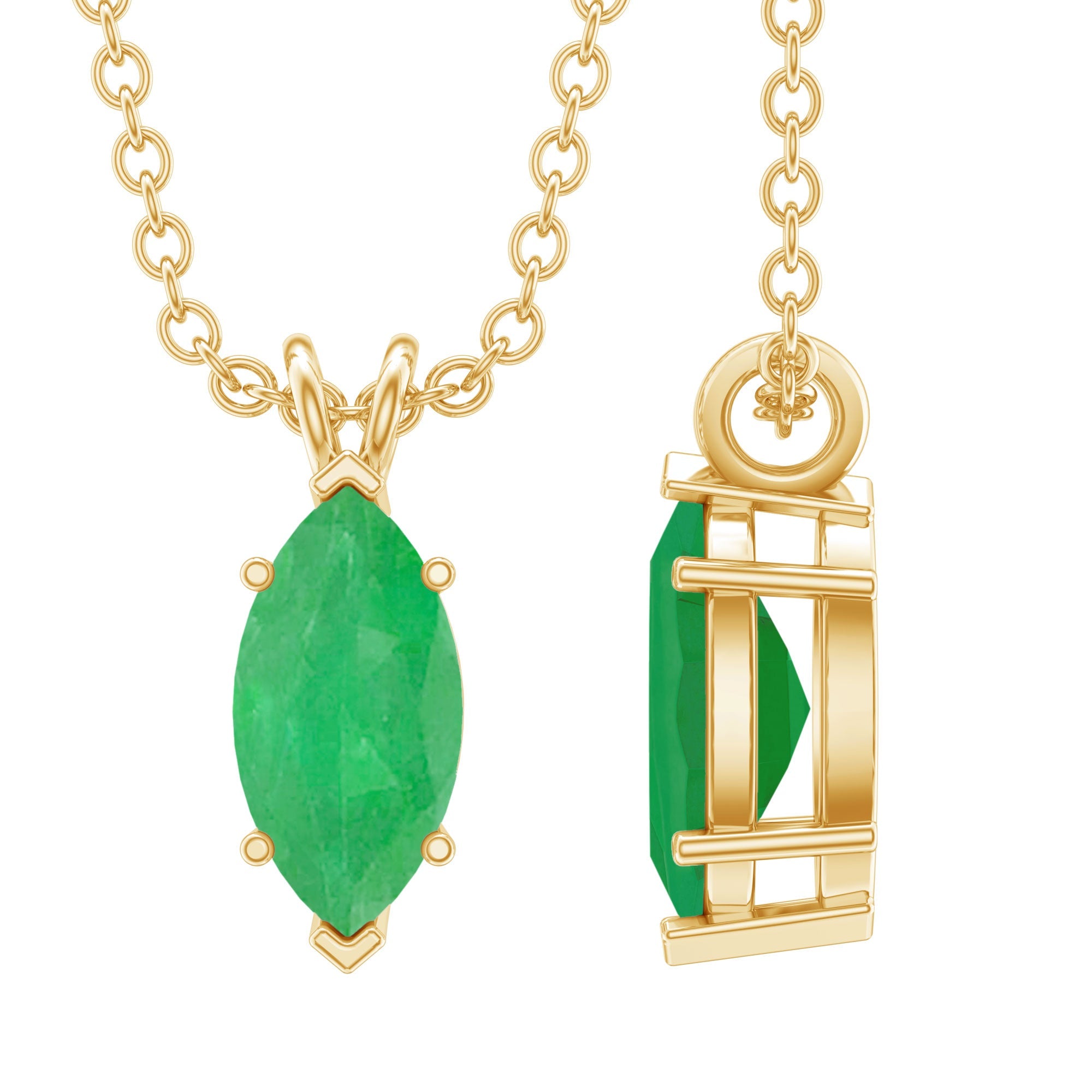 Marquise Cut Emerald Solitaire Pendant Necklace | Pendants | Wiccan Center