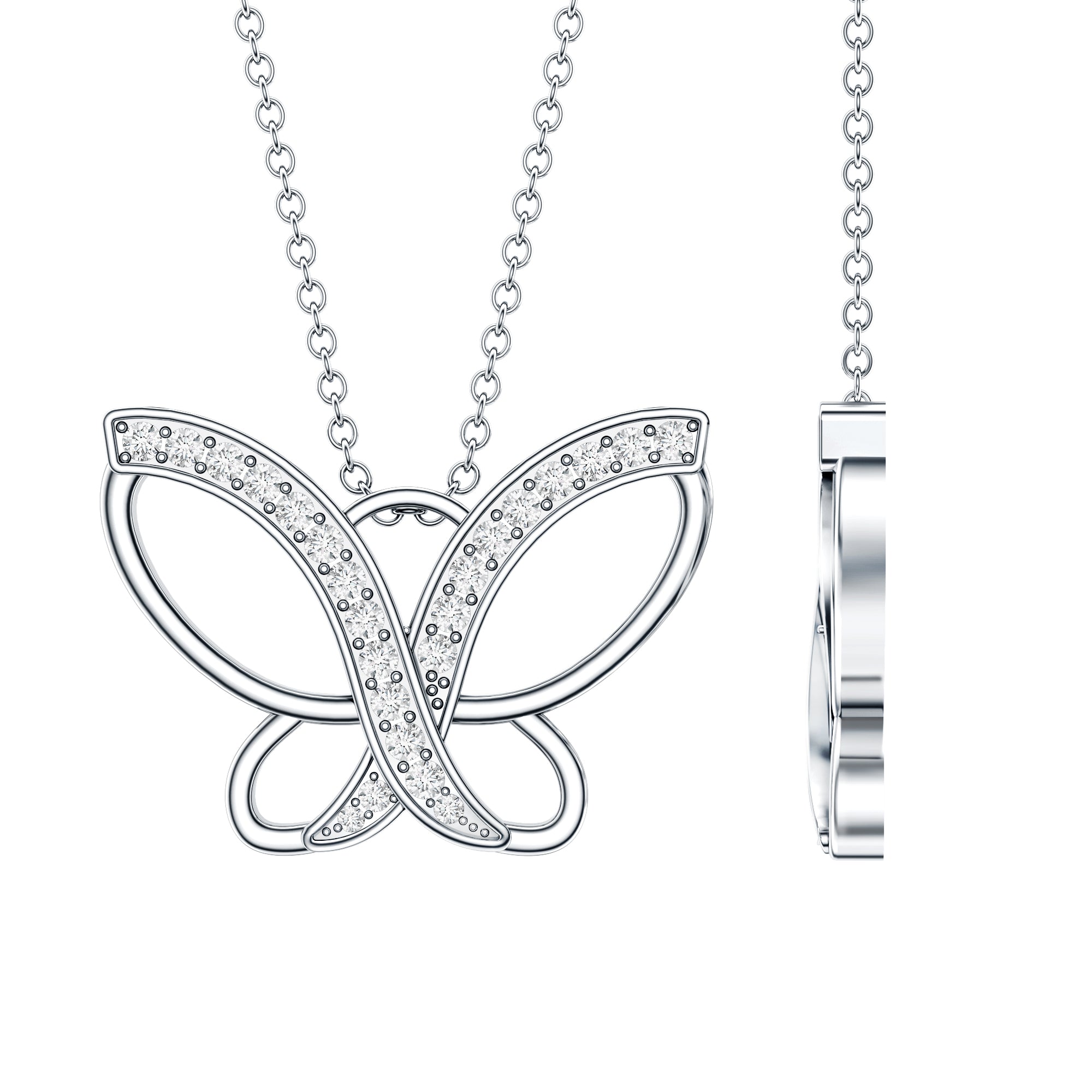 Diamond Butterfly Pendant Necklace For Women | Pendants | Wiccan Center