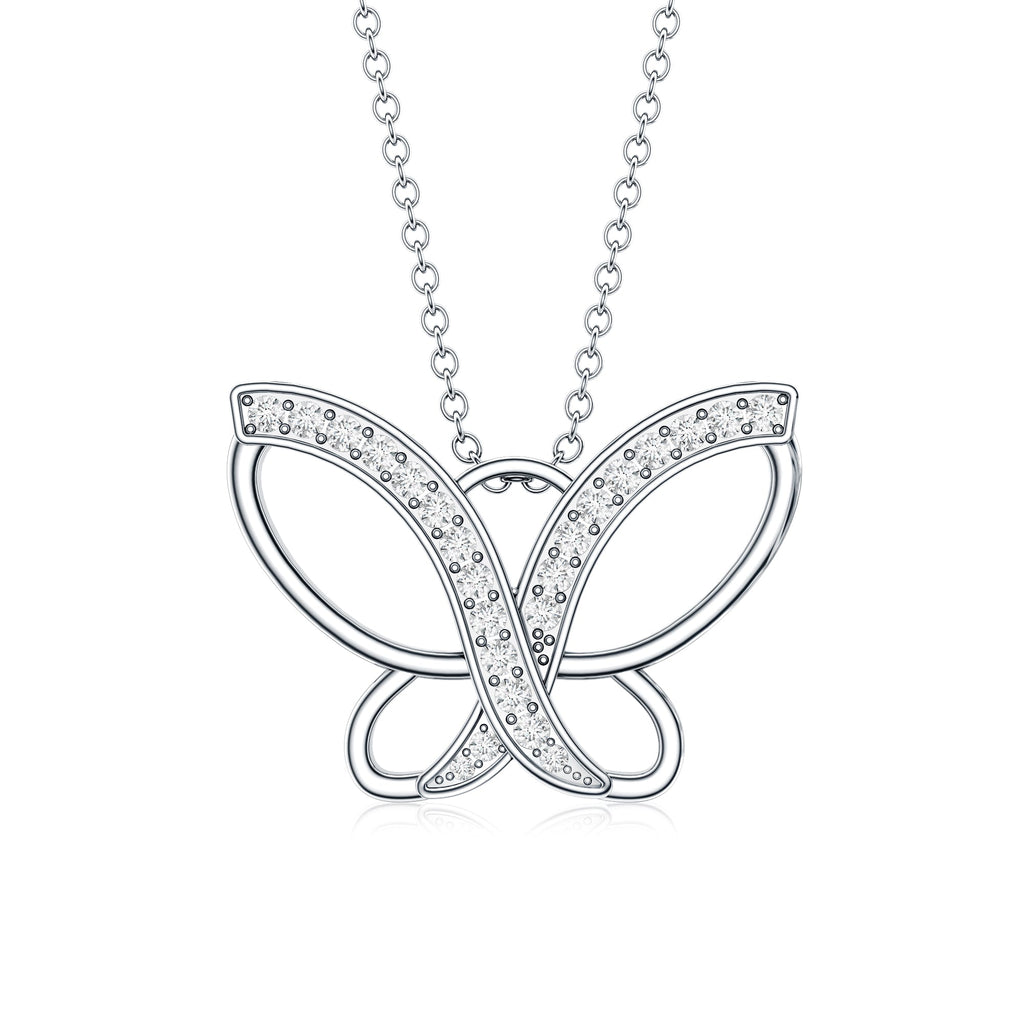 Diamond Butterfly Pendant Necklace For Women