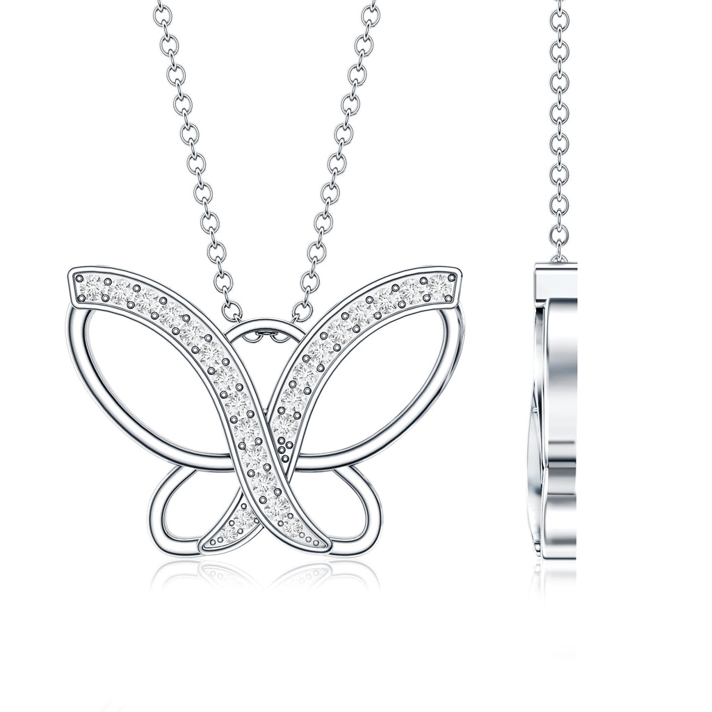 Diamond Butterfly Pendant Necklace For Women