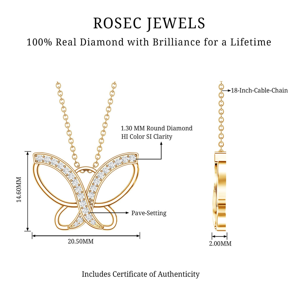 Diamond Butterfly Pendant Necklace For Women