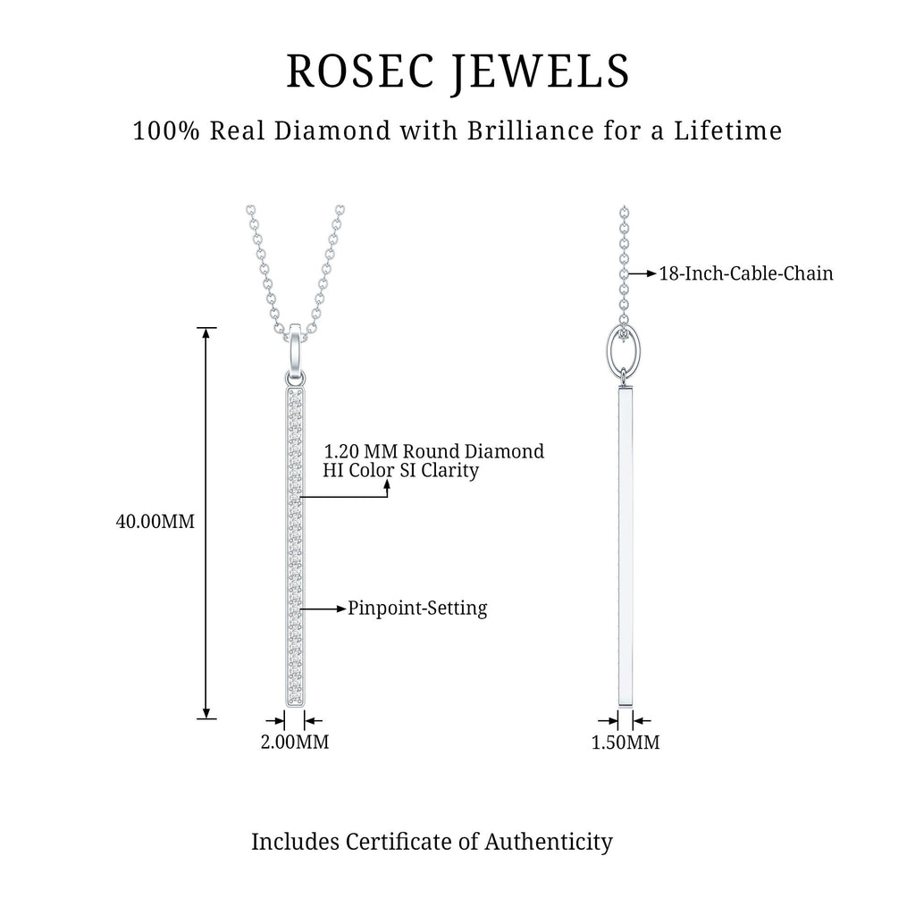 Round Cut Diamond Bar Necklace For Women