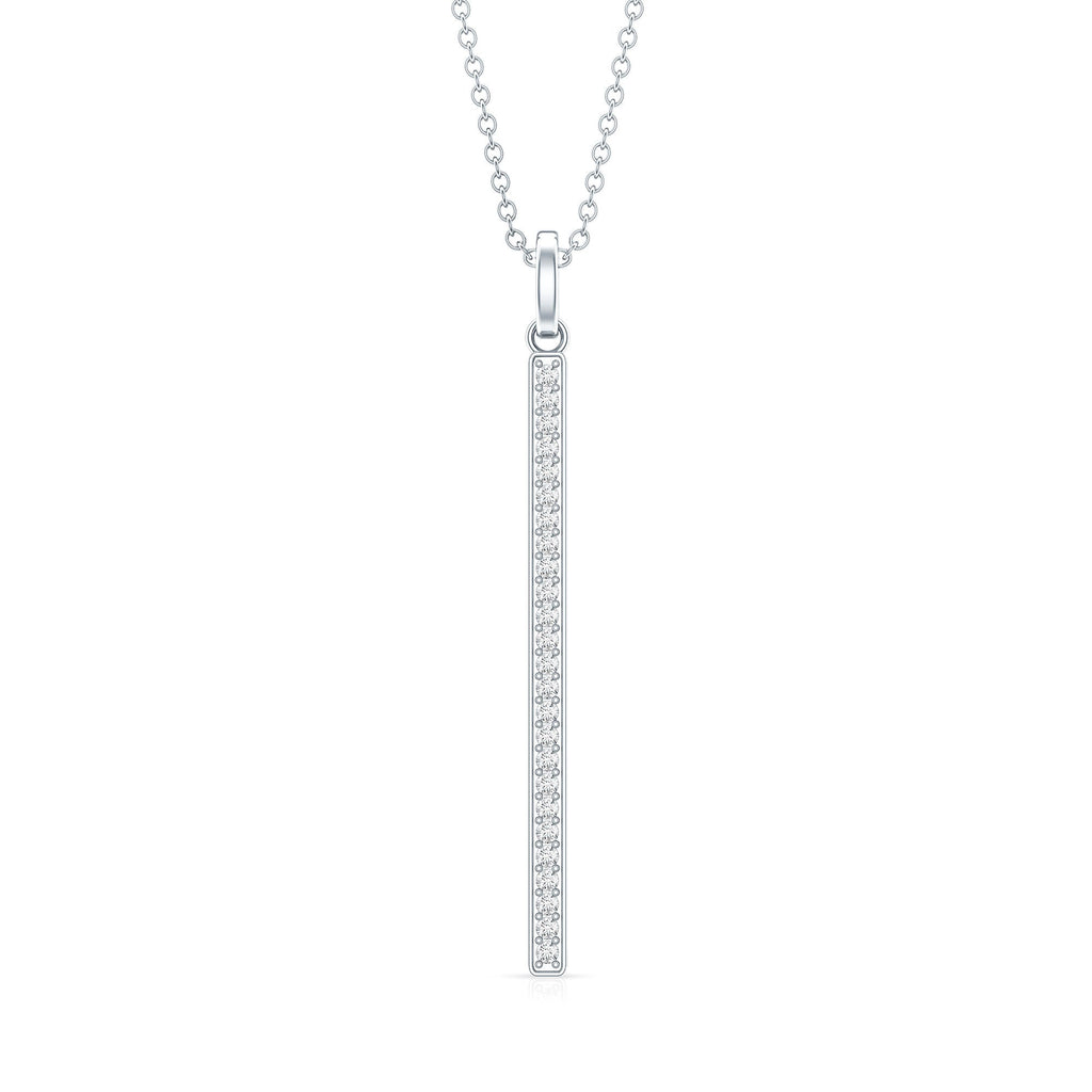 Round Cut Diamond Bar Necklace For Women