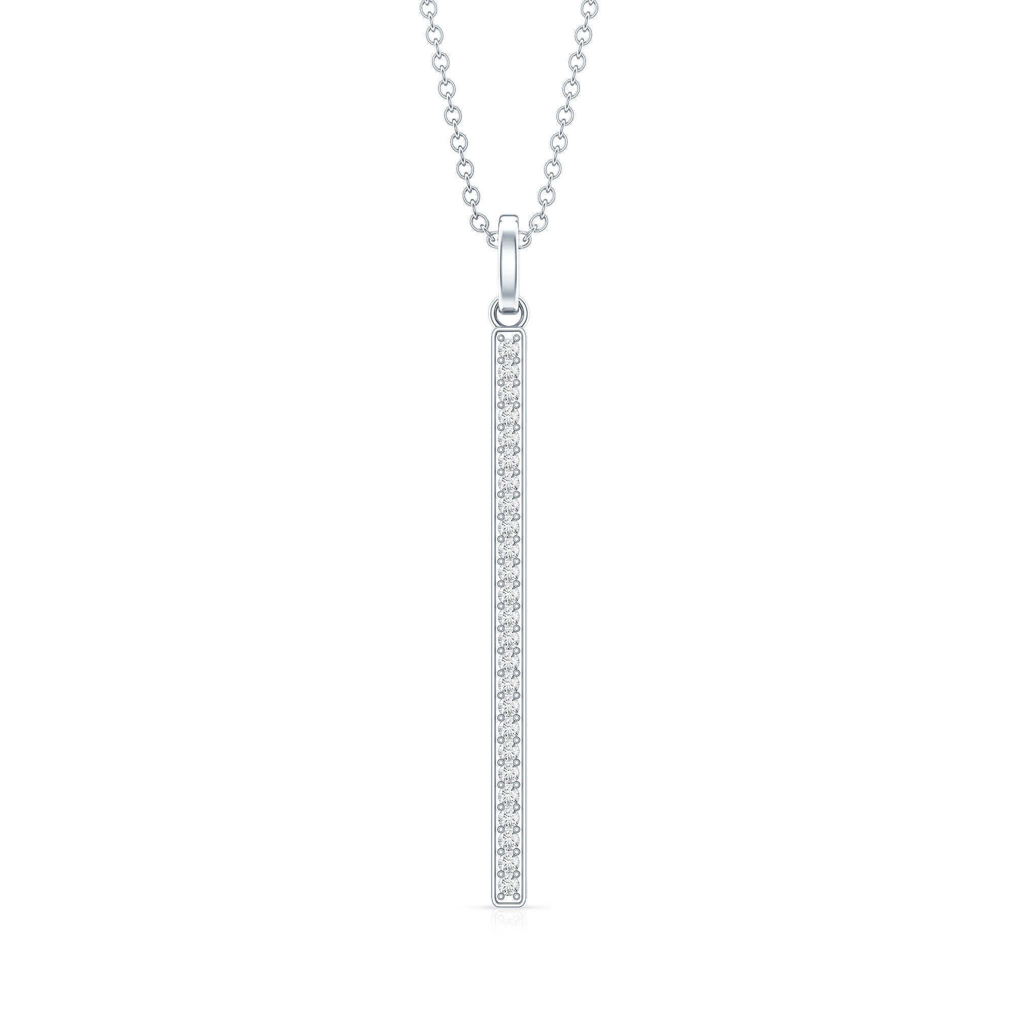 Round Cut Diamond Bar Necklace For Women