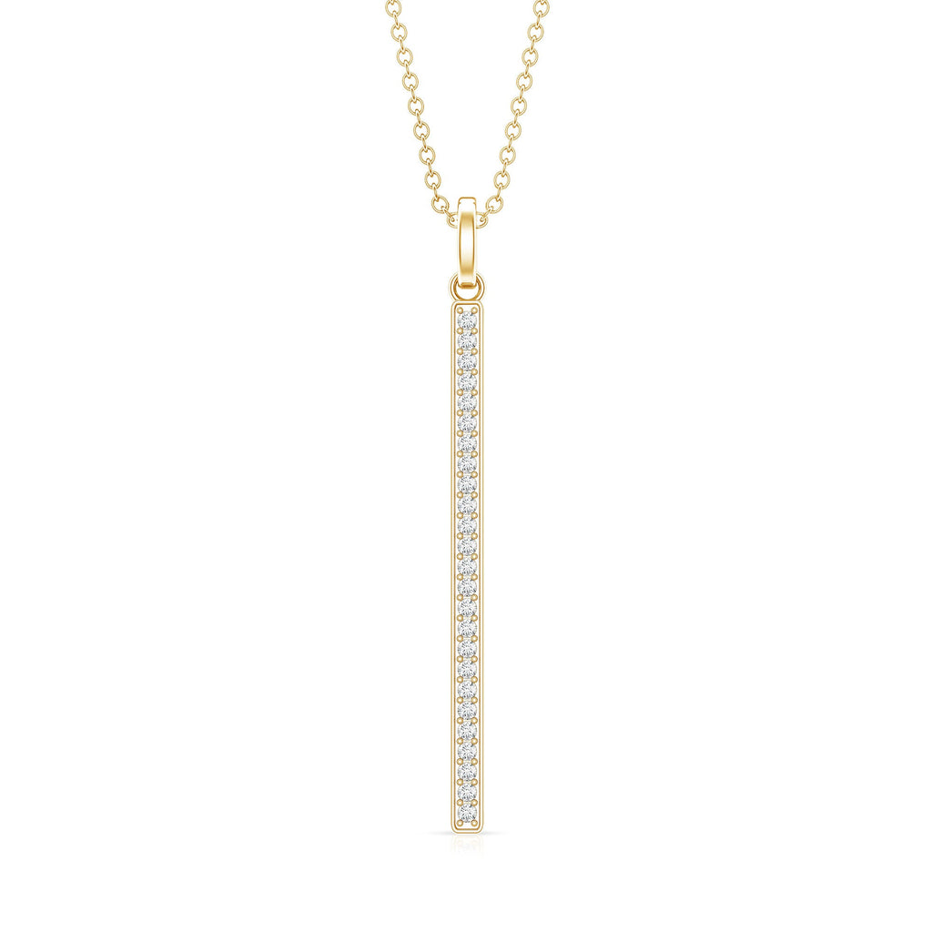 Round Cut Diamond Bar Necklace For Women