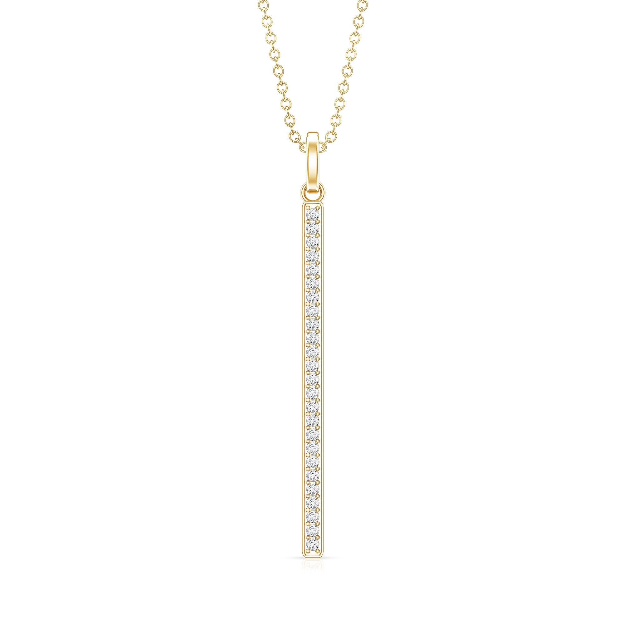 Round Cut Diamond Bar Necklace For Women