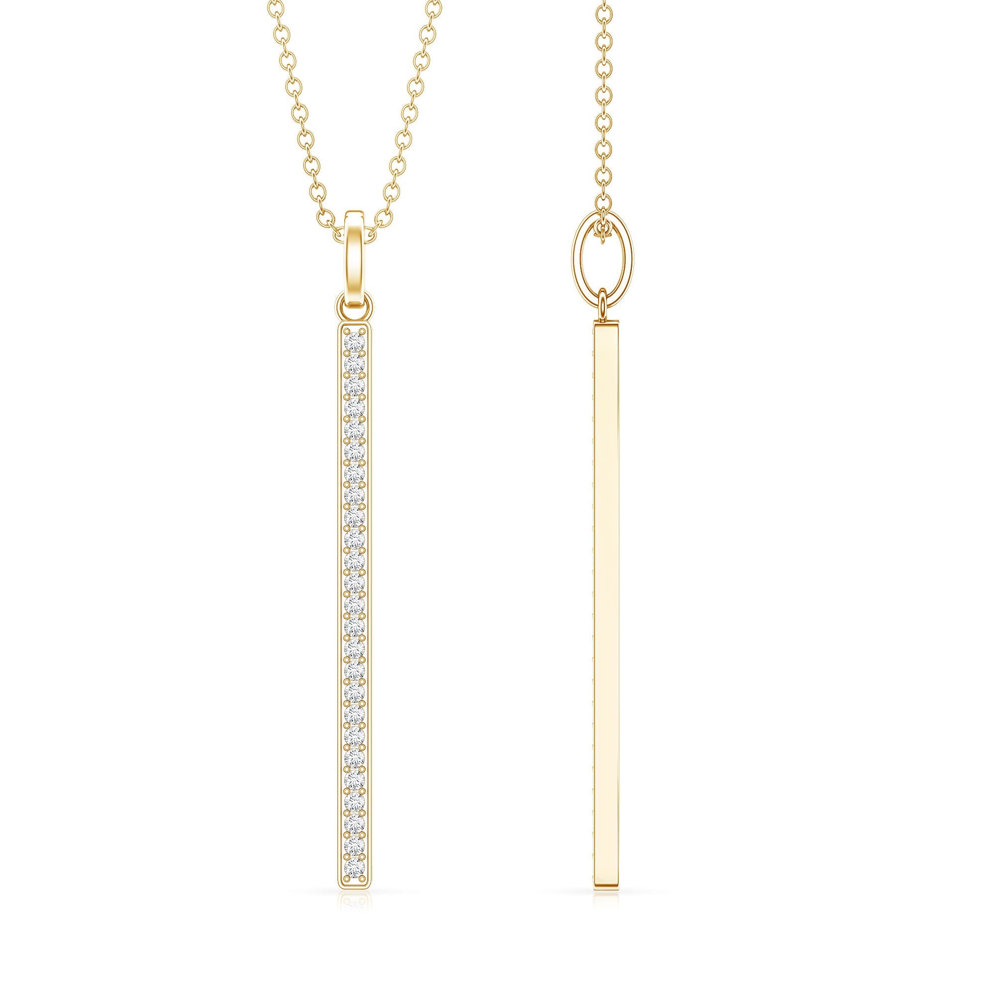 Round Cut Diamond Bar Necklace For Women
