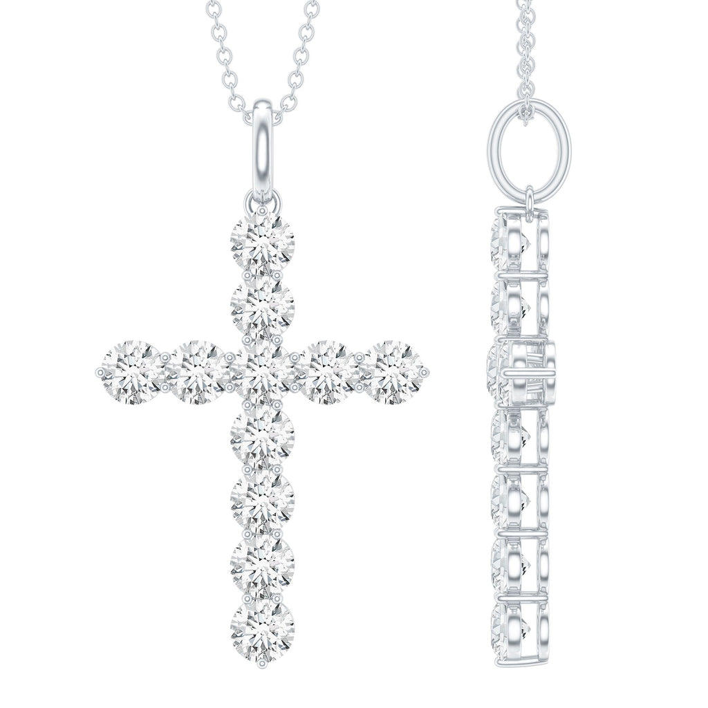 Certified Round Moissanite Cross Pendant Necklace