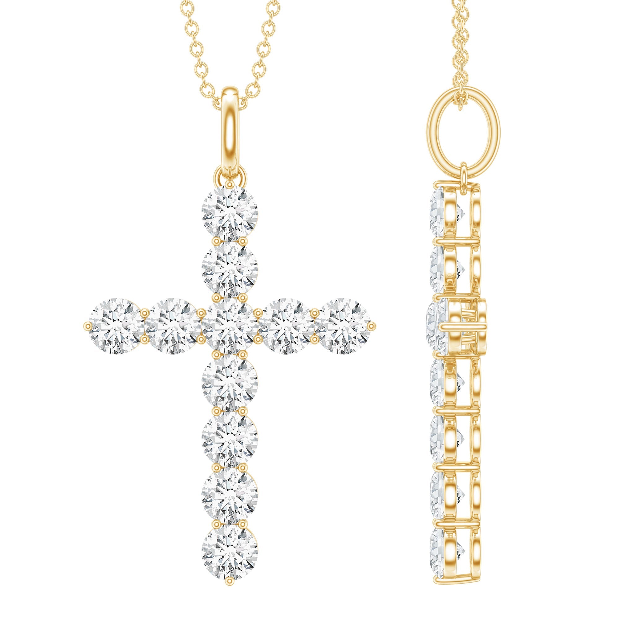 Certified Round Moissanite Cross Pendant Necklace | Pendants | Wiccan Center
