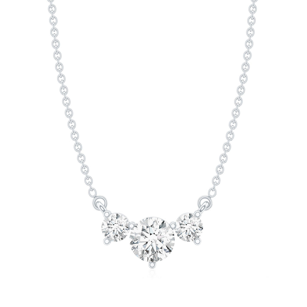 Certified Moissanite Three Stone Stackable Necklace