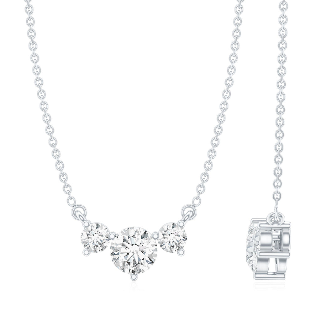 Certified Moissanite Three Stone Stackable Necklace