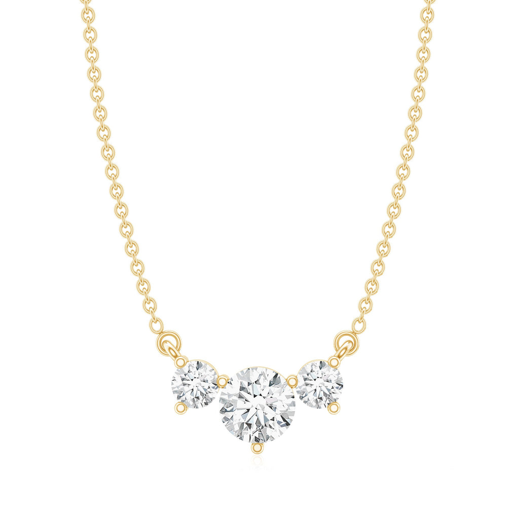 Certified Moissanite Three Stone Stackable Necklace