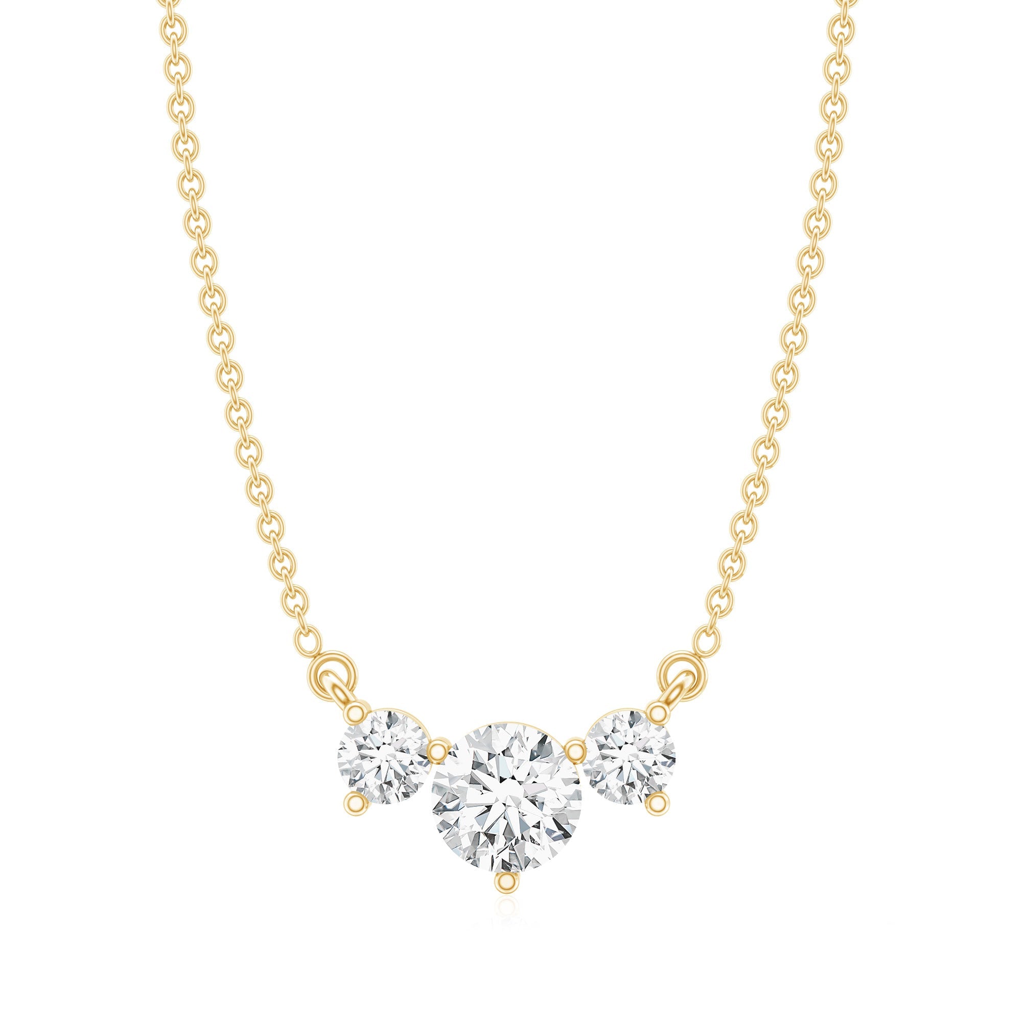 Certified Moissanite Three Stone Stackable Necklace