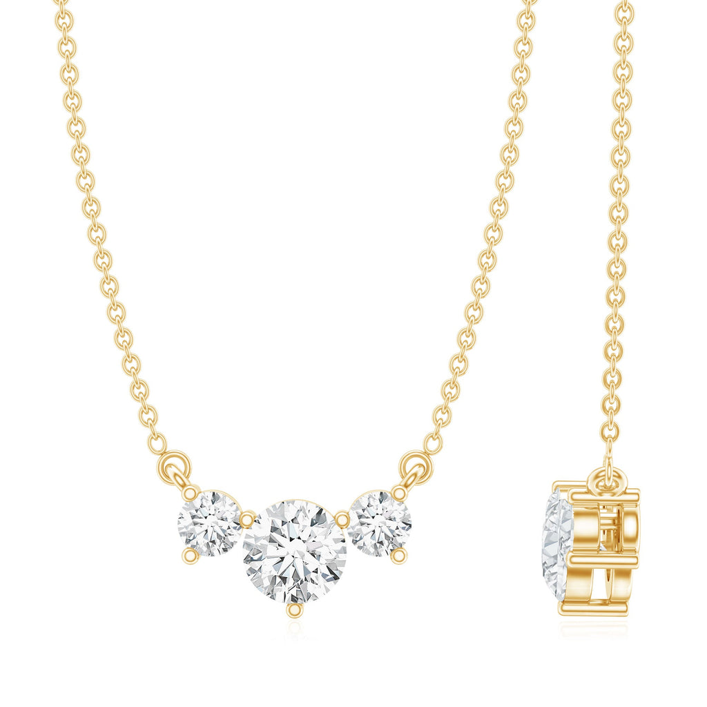 Certified Moissanite Three Stone Stackable Necklace
