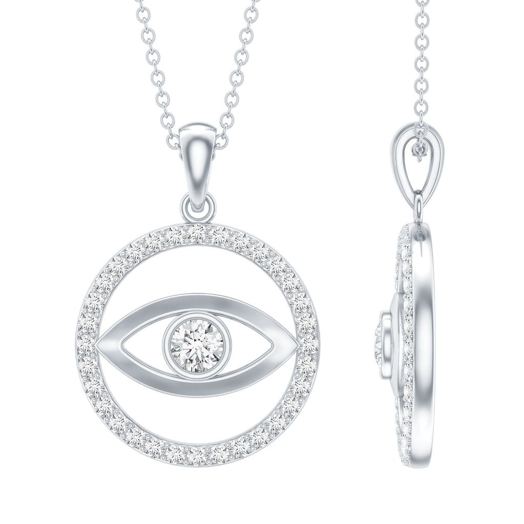 Certified Moissanite Evil Eye Pendant with Eternity