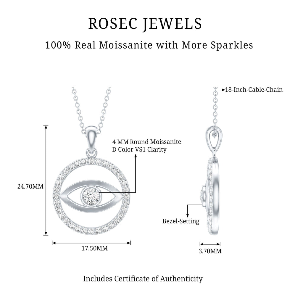 Certified Moissanite Evil Eye Pendant with Eternity
