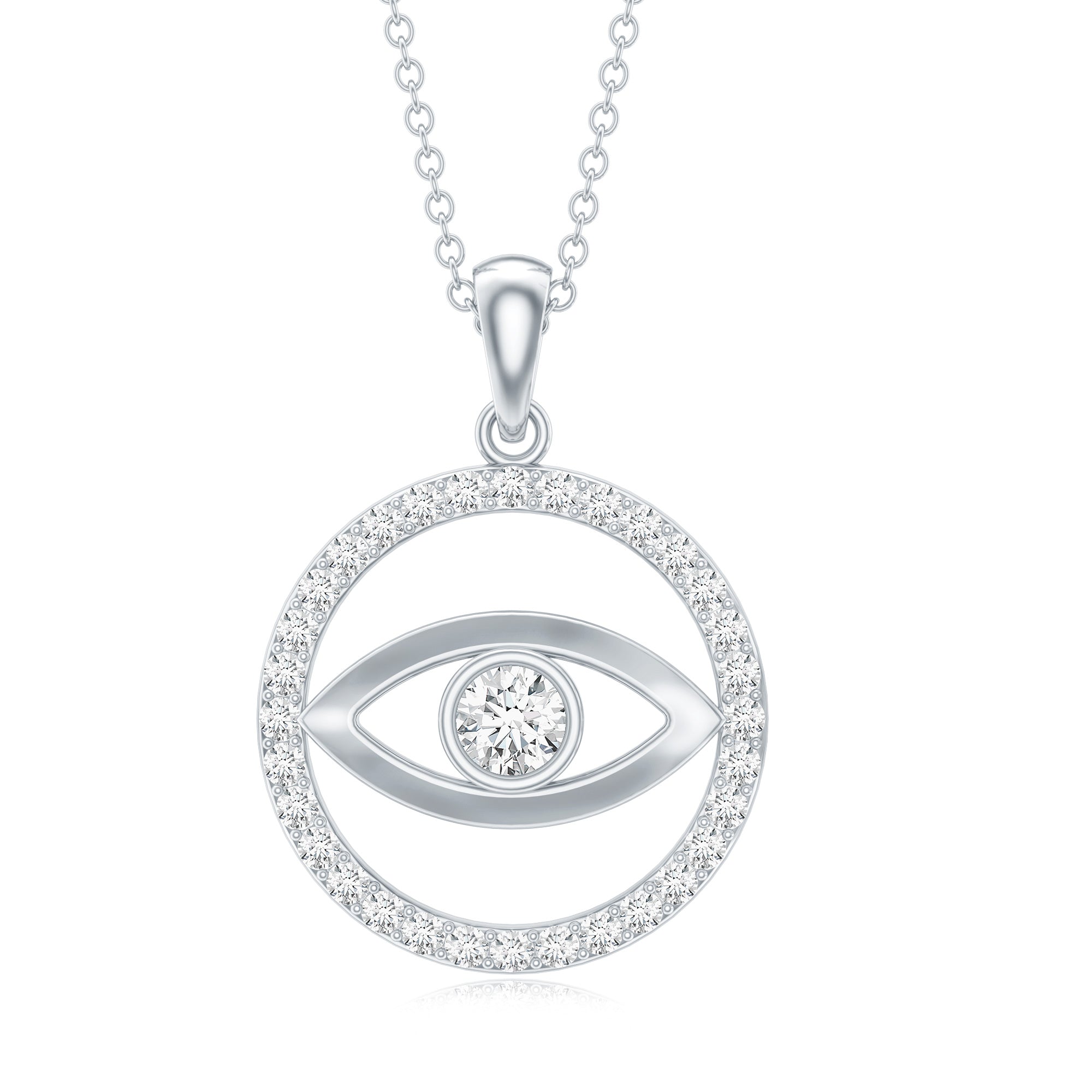 Certified Moissanite Evil Eye Pendant with Eternity