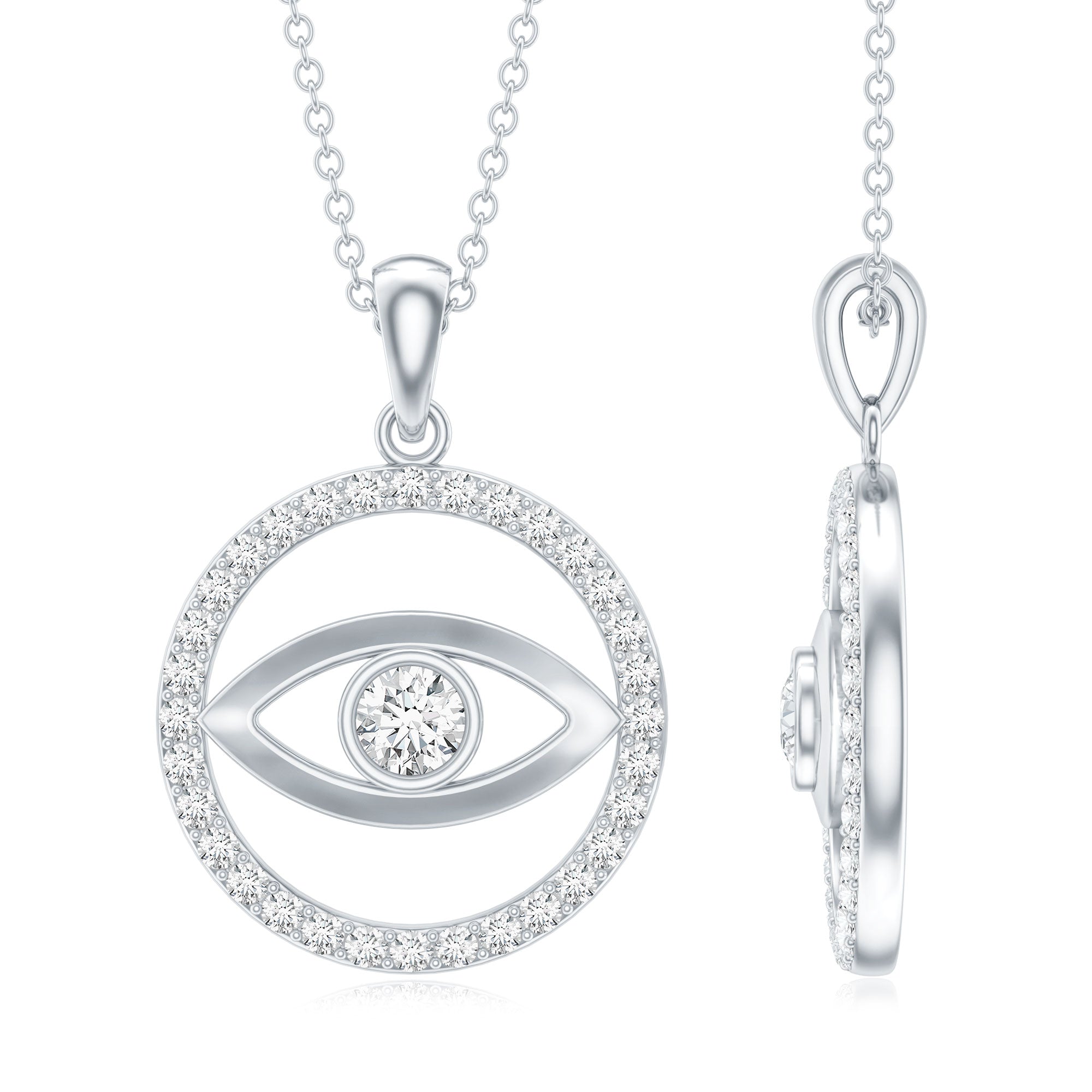 Certified Moissanite Evil Eye Pendant with Eternity