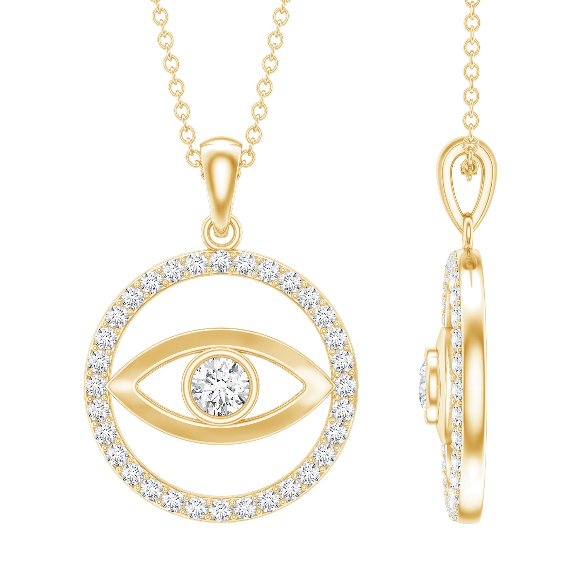 Certified Moissanite Evil Eye Pendant with Eternity | Pendants | Wiccan Center
