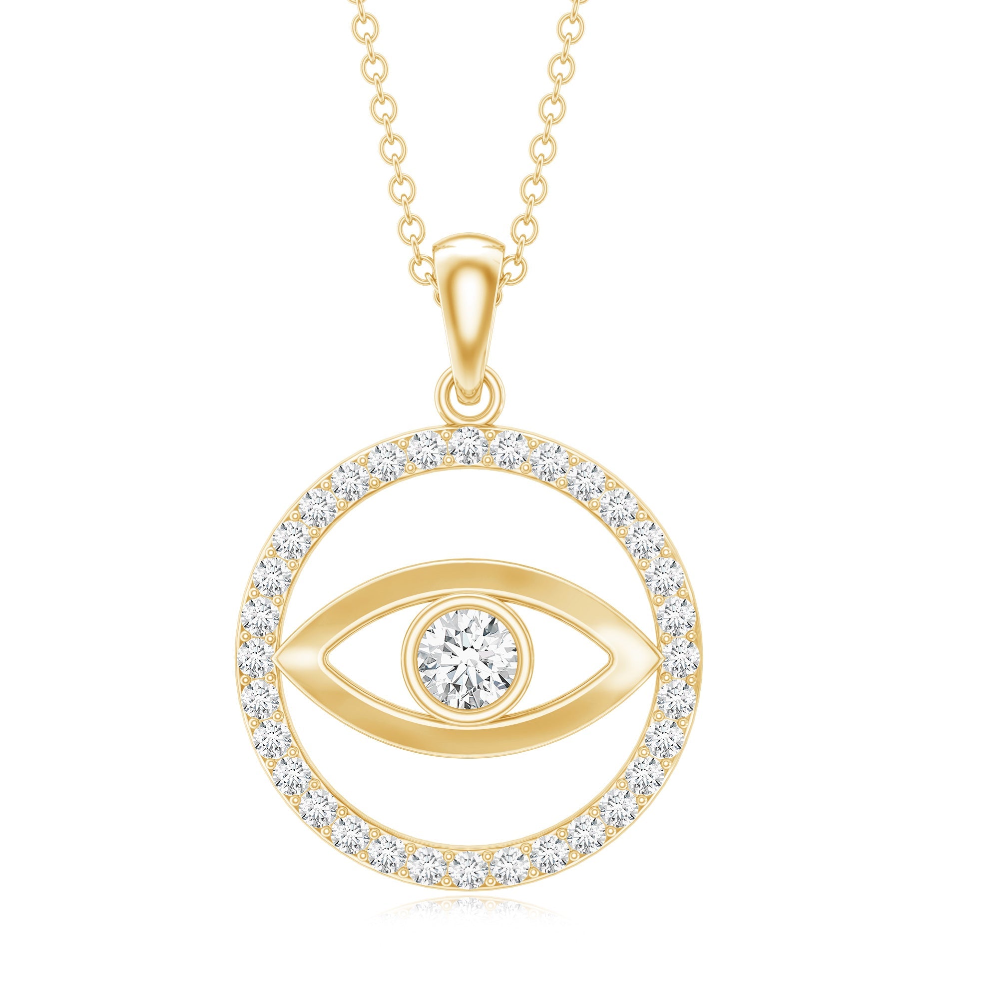 Certified Moissanite Evil Eye Pendant with Eternity