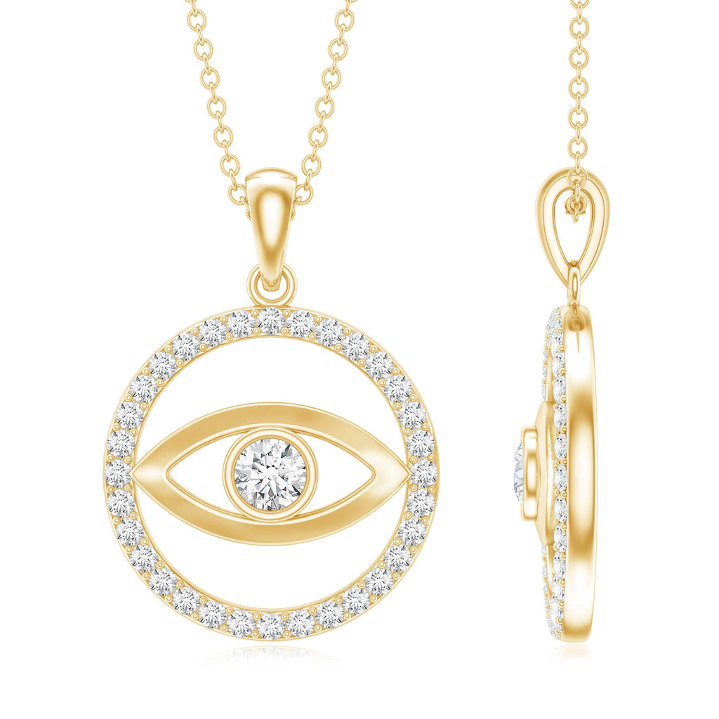 Certified Moissanite Evil Eye Pendant with Eternity