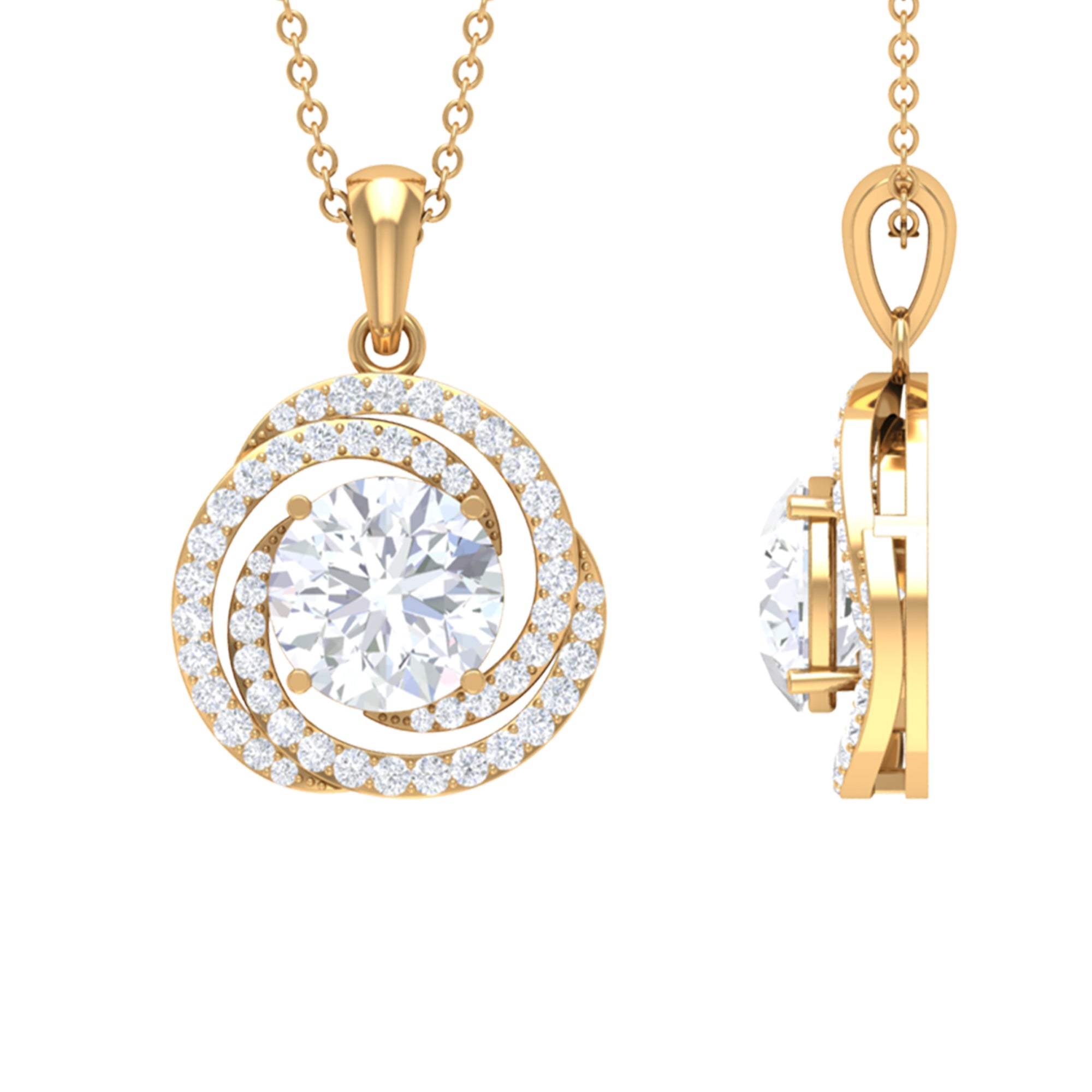 2 CT Certified Moissanite Swirl Pendant Necklace | Pendants | Wiccan Center