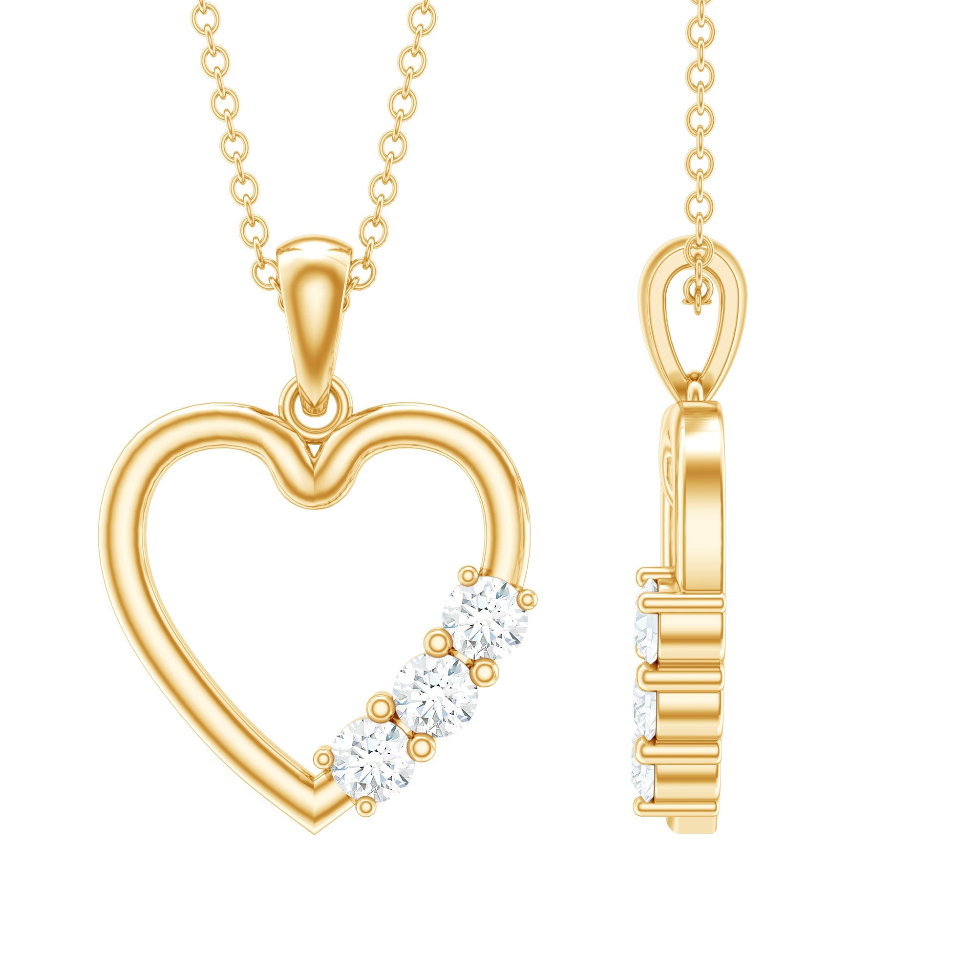 Simple Moissanite Open Heart Pendant Necklace | Pendants | Wiccan Center
