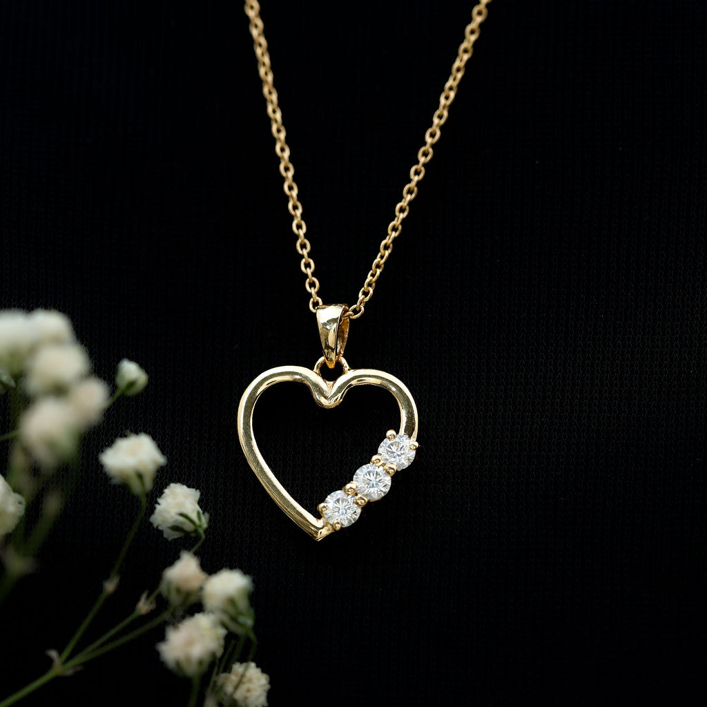 Simple Moissanite Open Heart Pendant Necklace