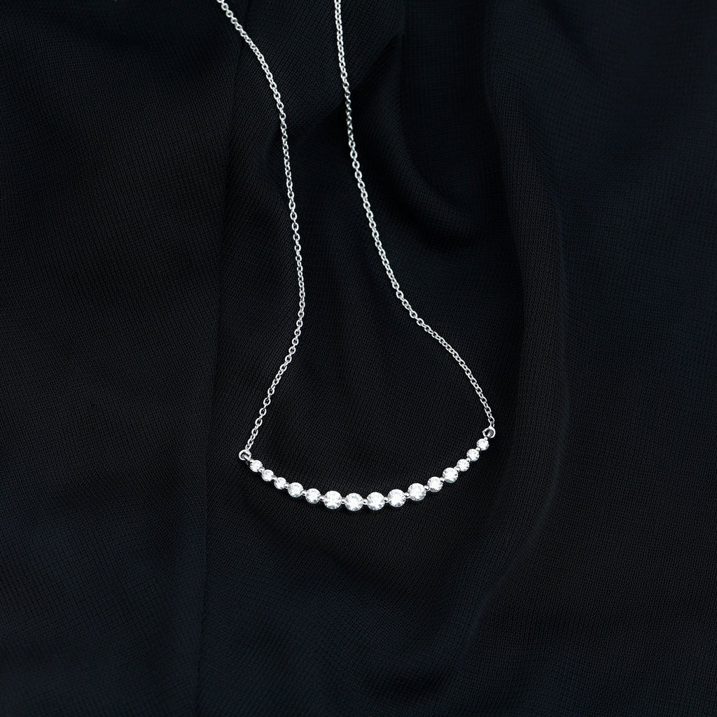 Moissanite Curved Bar Necklace for Women