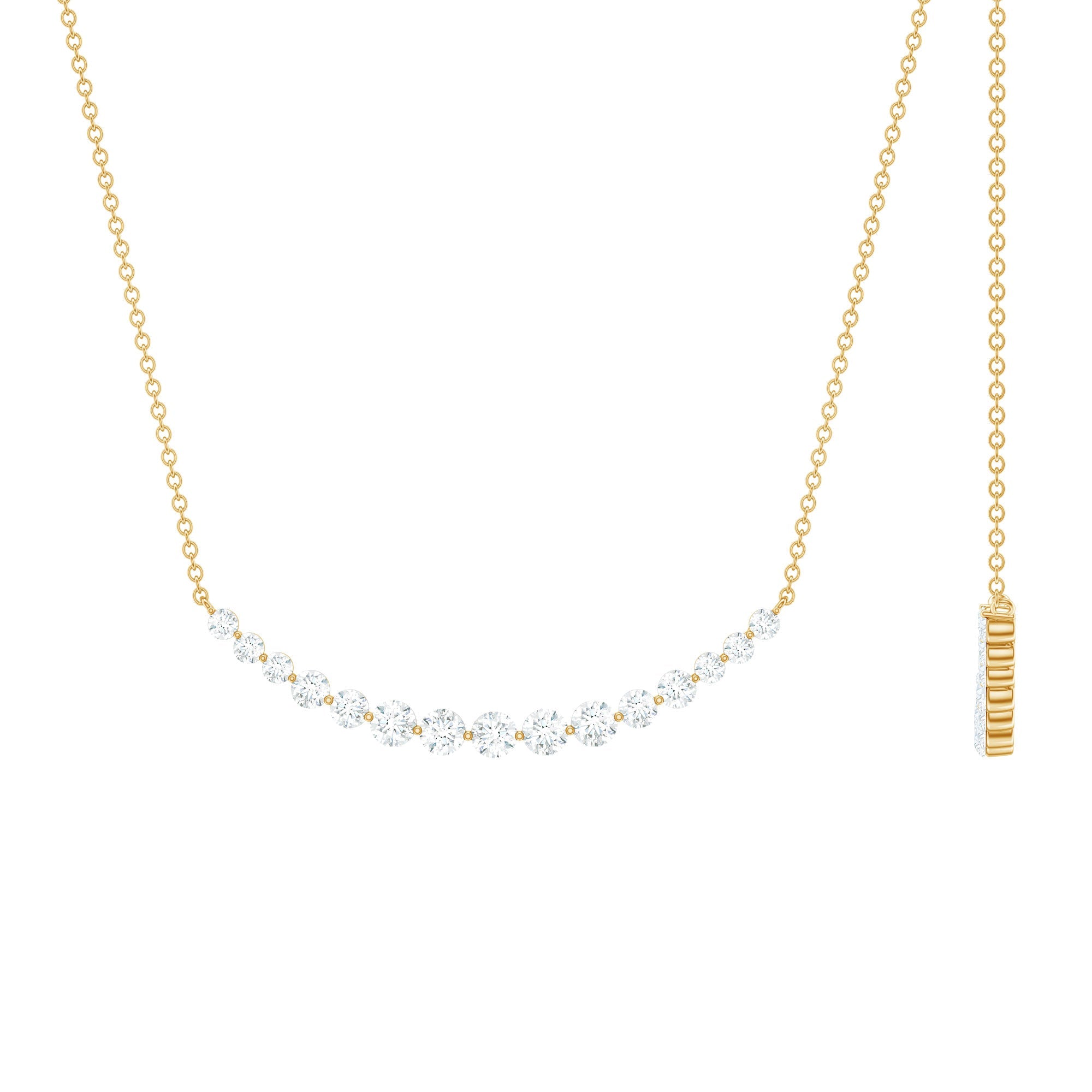 Moissanite Curved Bar Necklace for Women | Pendants | Wiccan Center