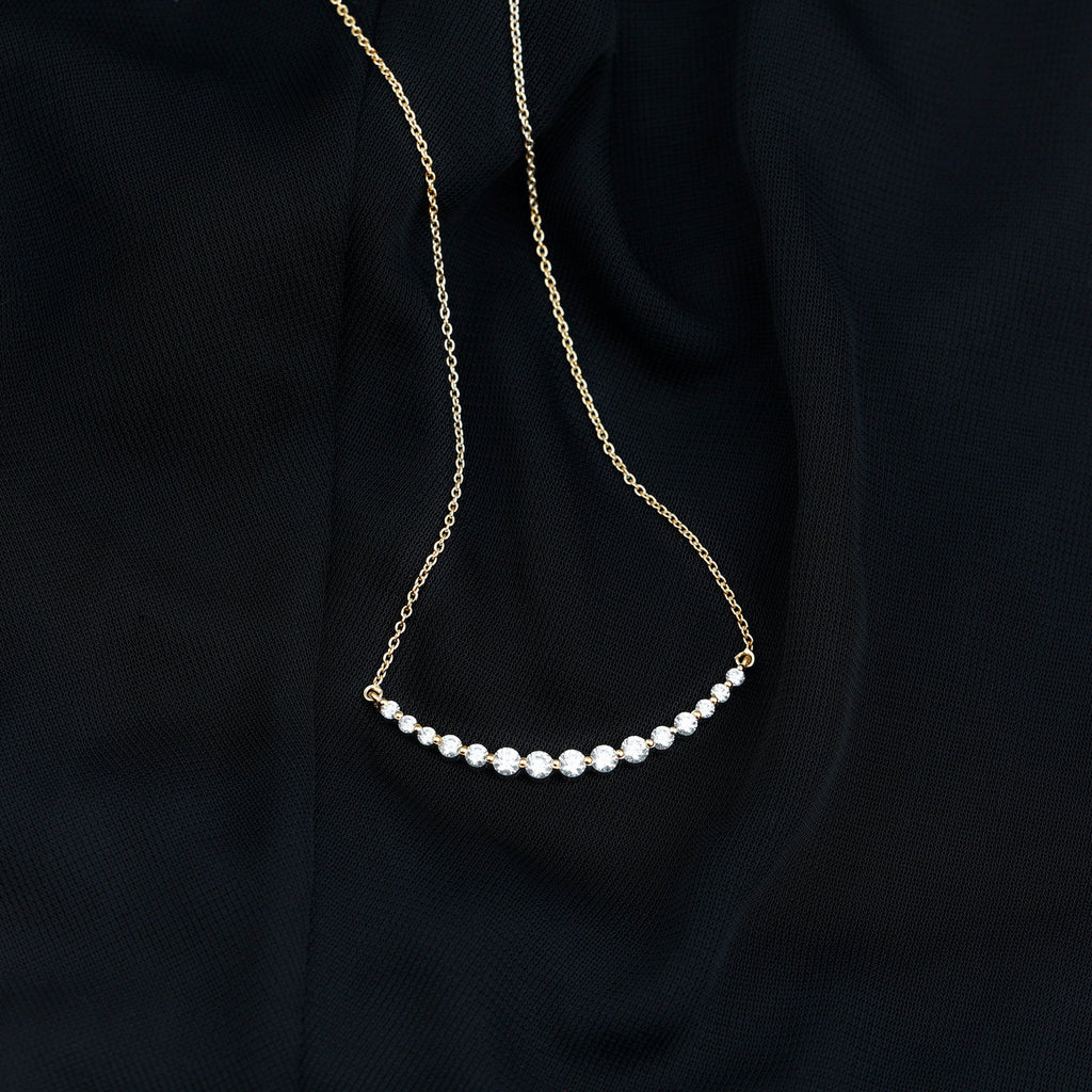 Moissanite Curved Bar Necklace for Women