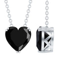 2 Carat Heart Shape Black Spinel Solitaire Necklace in Double Prong Setting
