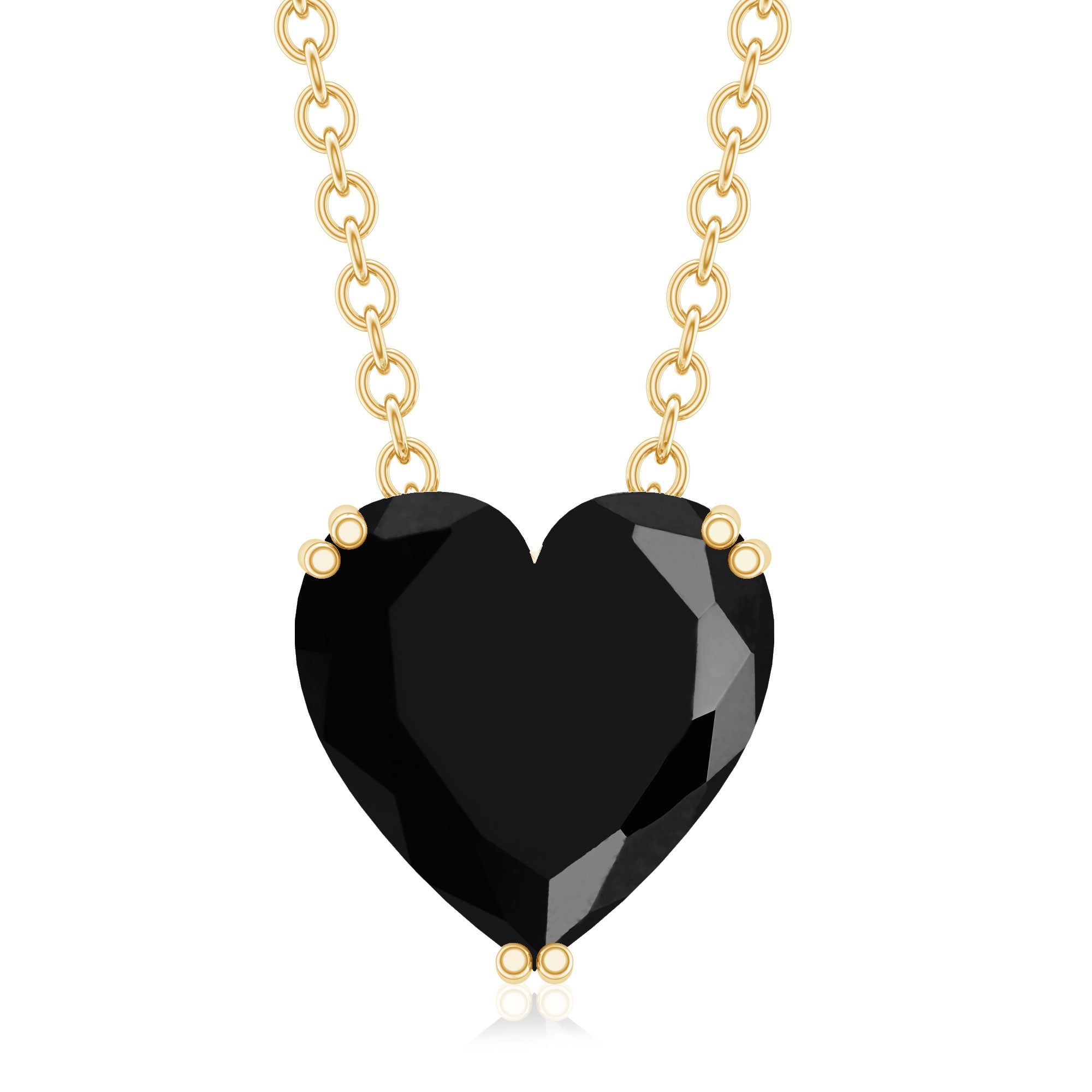2 Carat Heart Shape Black Spinel Solitaire Necklace in Double Prong Setting
