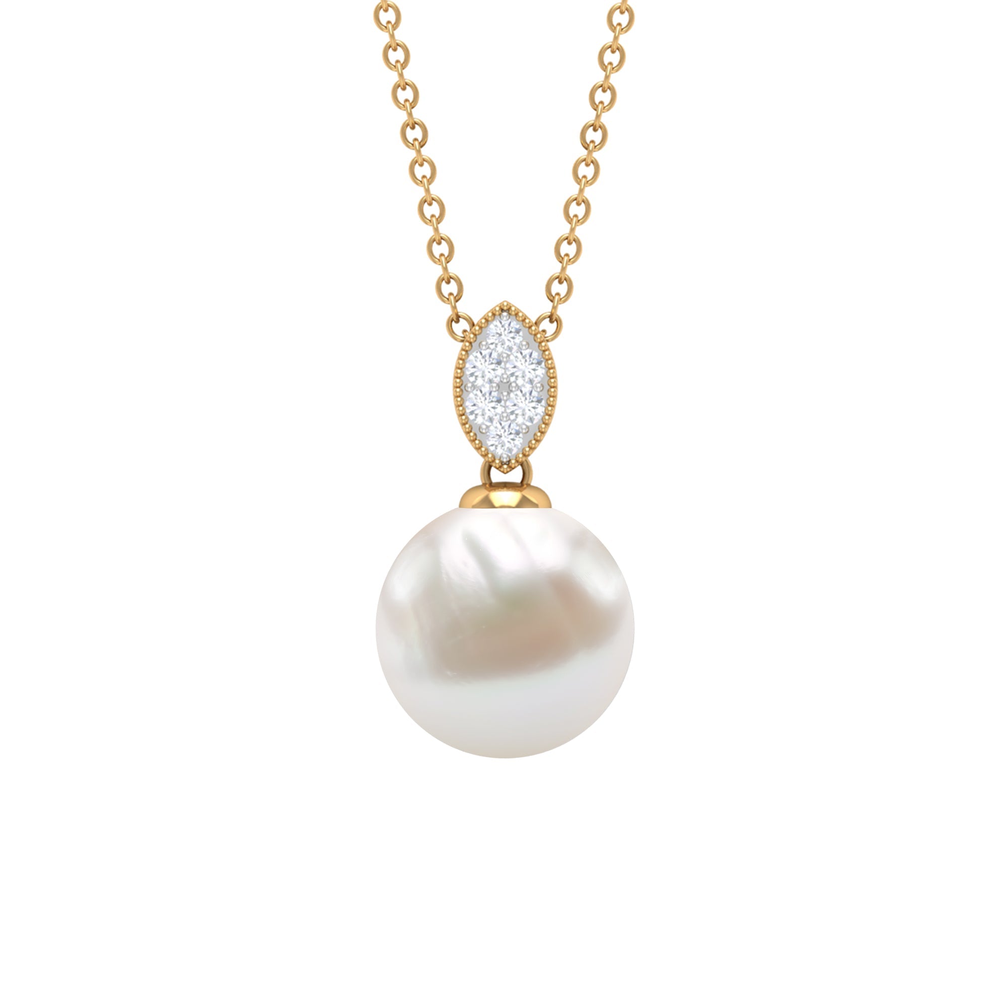 8 Carat Freshwater Pearl Drop Pendant with Diamond | Pendants | Wiccan Center