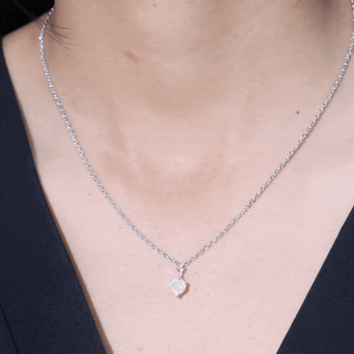 0.75 Carat Heart Shape Ethiopian Opal Necklace With Chain | Pendants | Wiccan Center