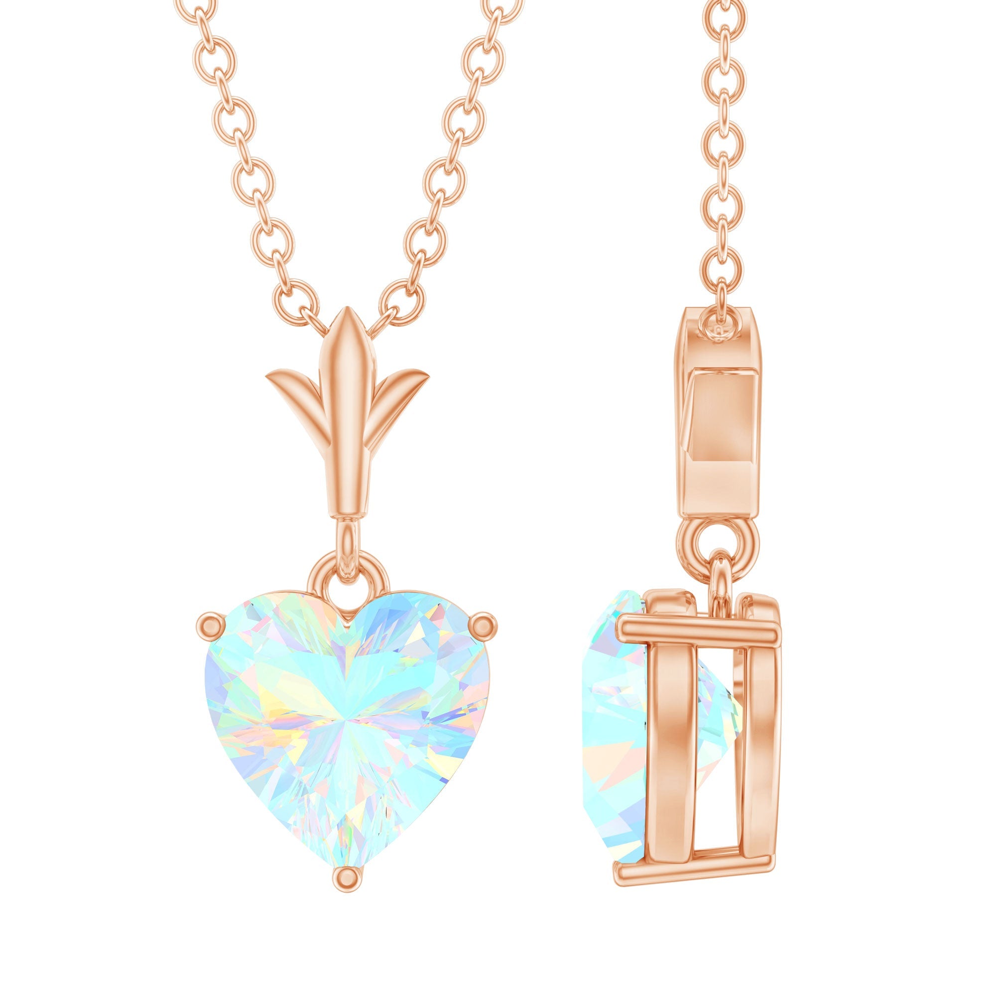 0.75 Carat Heart Shape Ethiopian Opal Necklace With Chain | Pendants | Wiccan Center
