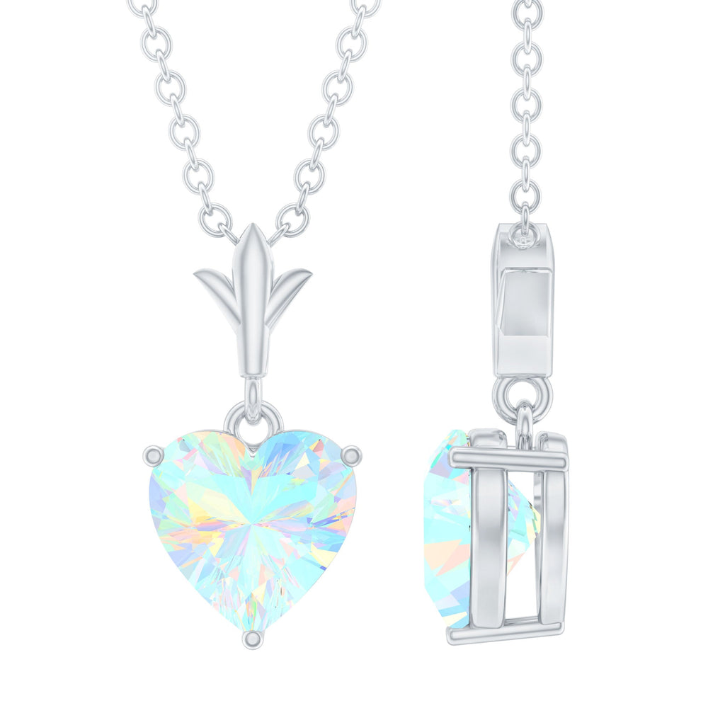 0.75 Carat Heart Shape Ethiopian Opal Necklace With Chain