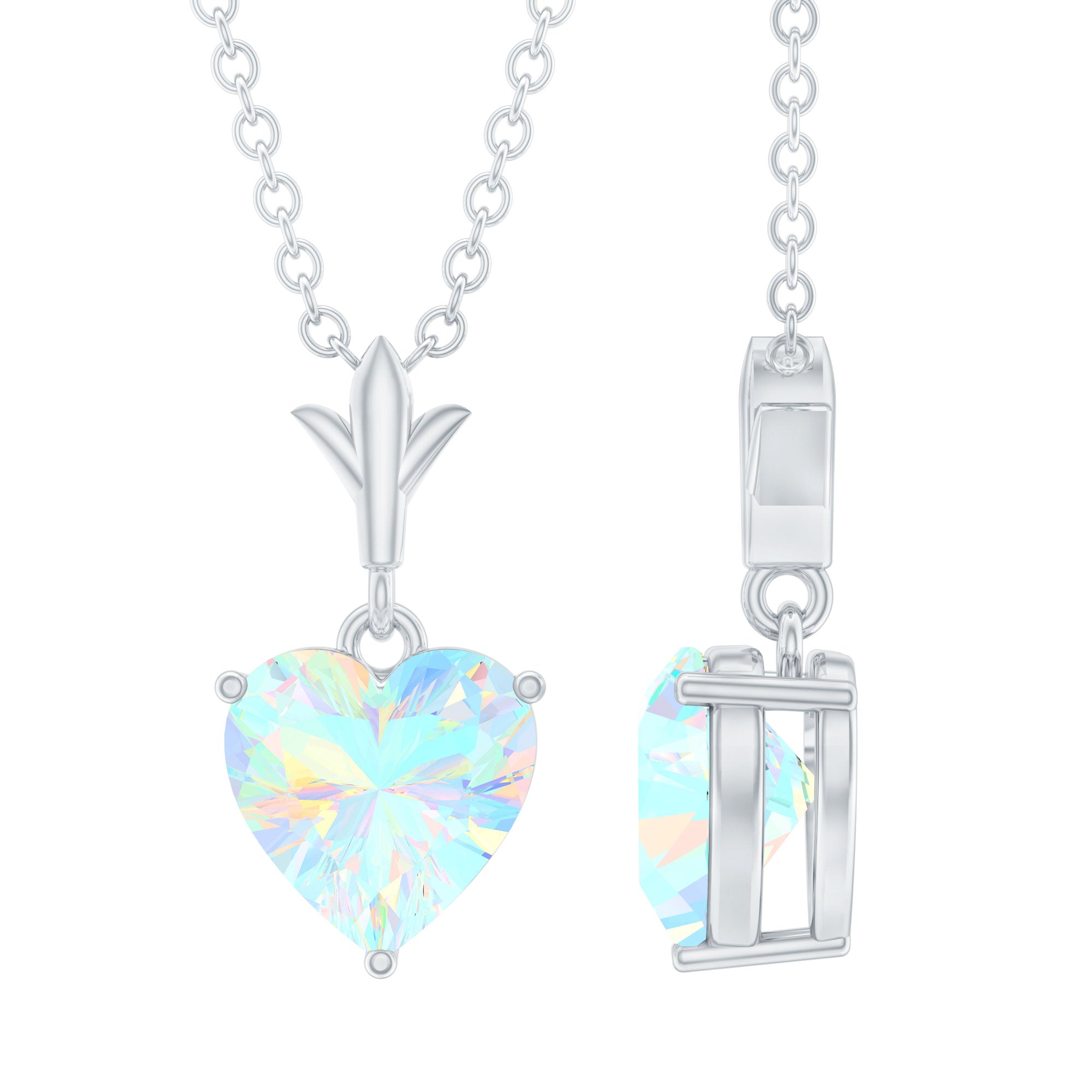 0.75 Carat Heart Shape Ethiopian Opal Necklace With Chain