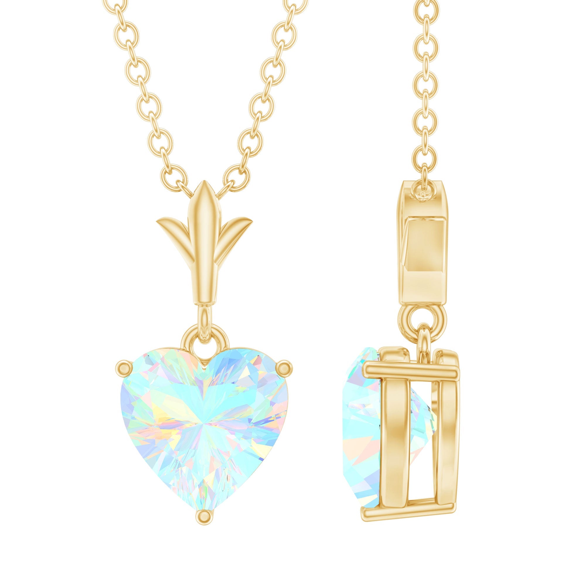 0.75 Carat Heart Shape Ethiopian Opal Necklace With Chain | Pendants | Wiccan Center