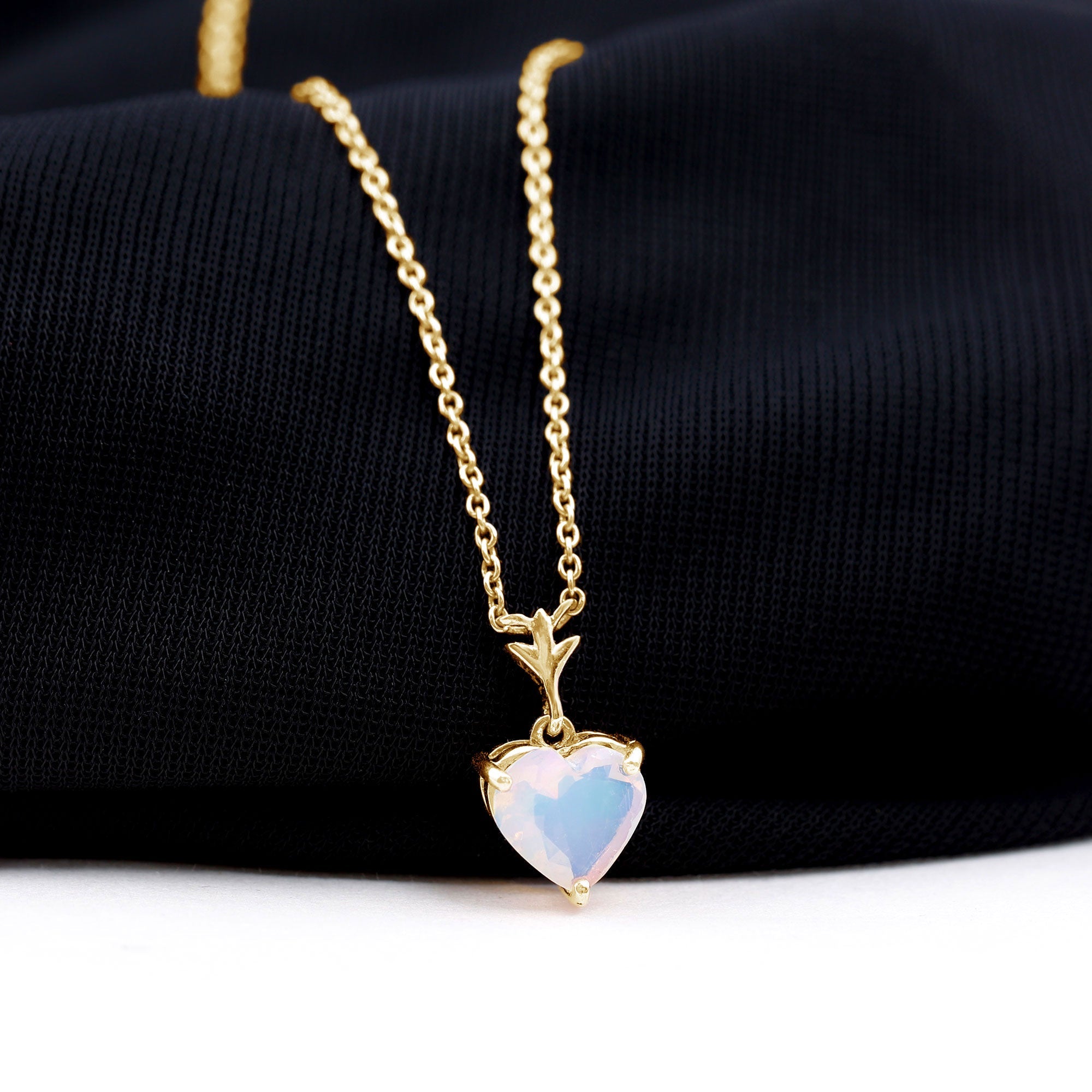 0.75 Carat Heart Shape Ethiopian Opal Necklace With Chain