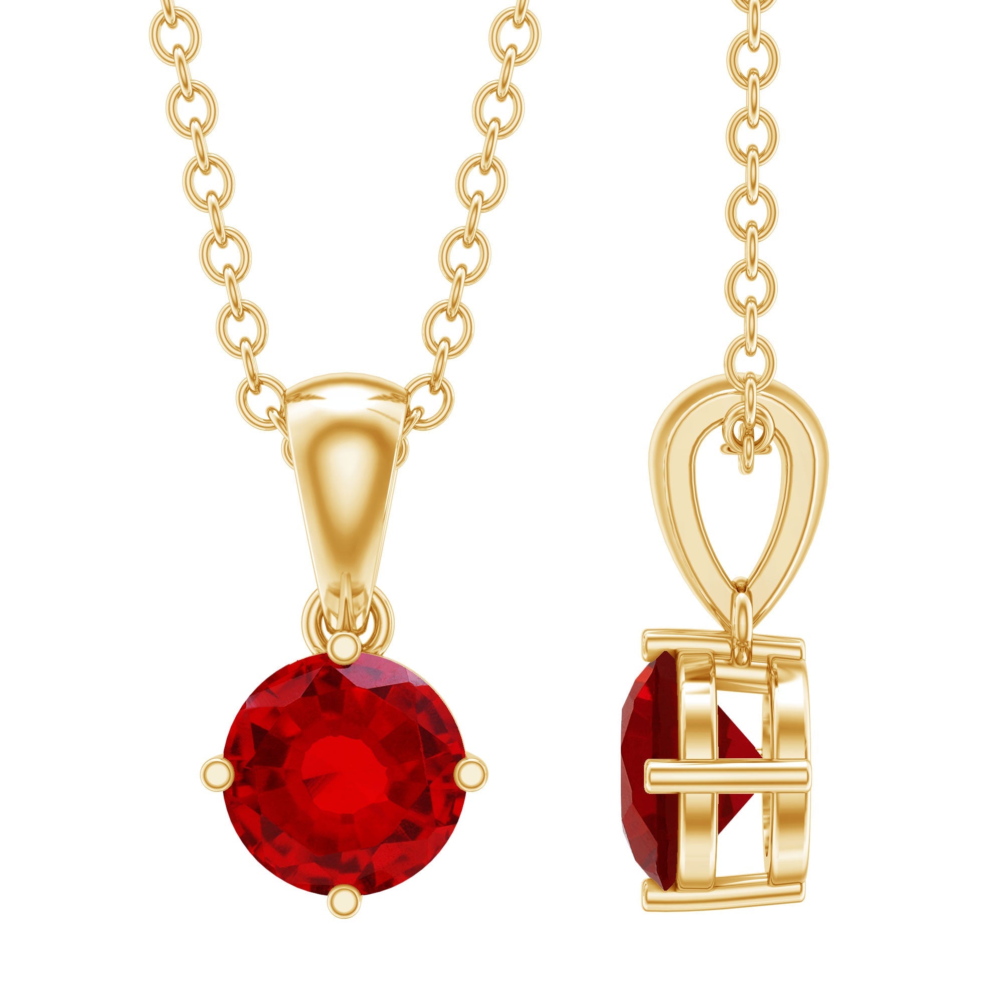 Womens Lab Grown Ruby Solitaire Necklace with Chain | Pendants | Wiccan Center