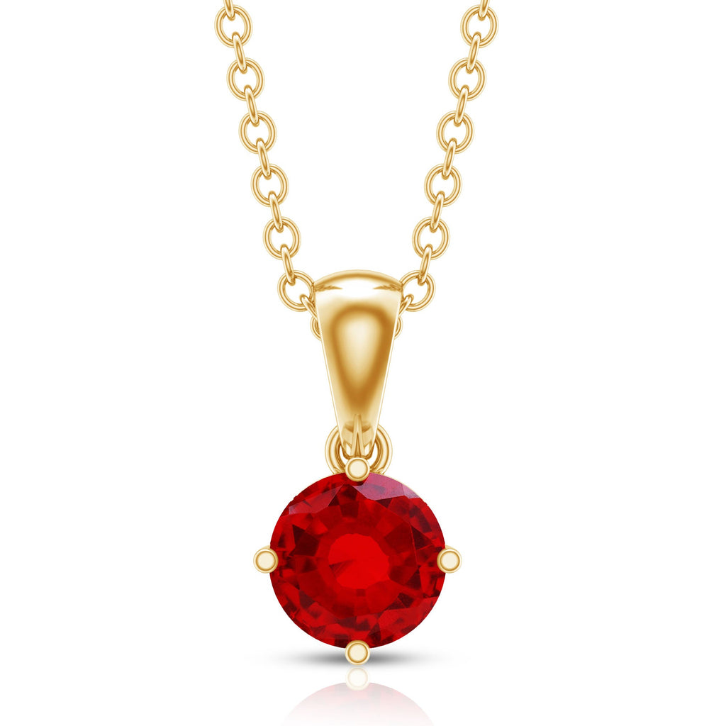 Womens Lab Grown Ruby Solitaire Necklace with Chain