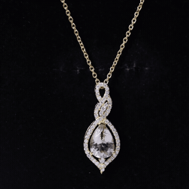 Certified 1.75 Carat Morganite Teardrop Necklace with Diamond