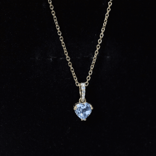 1 Carat Sky Blue Topaz Heart Pendant Necklace with Diamond | Pendants | Wiccan Center