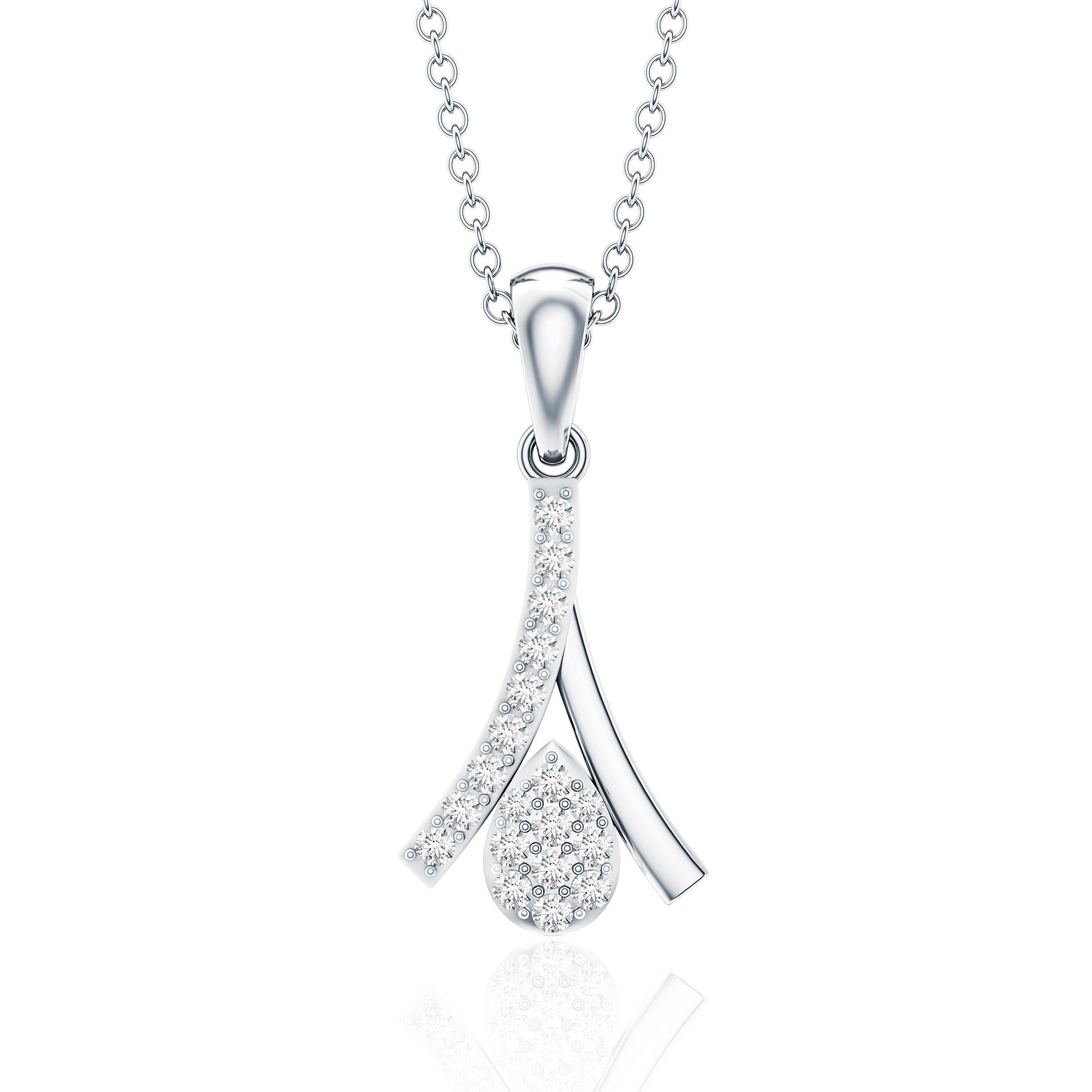 Certified Round Cut Diamond Cluster Necklace