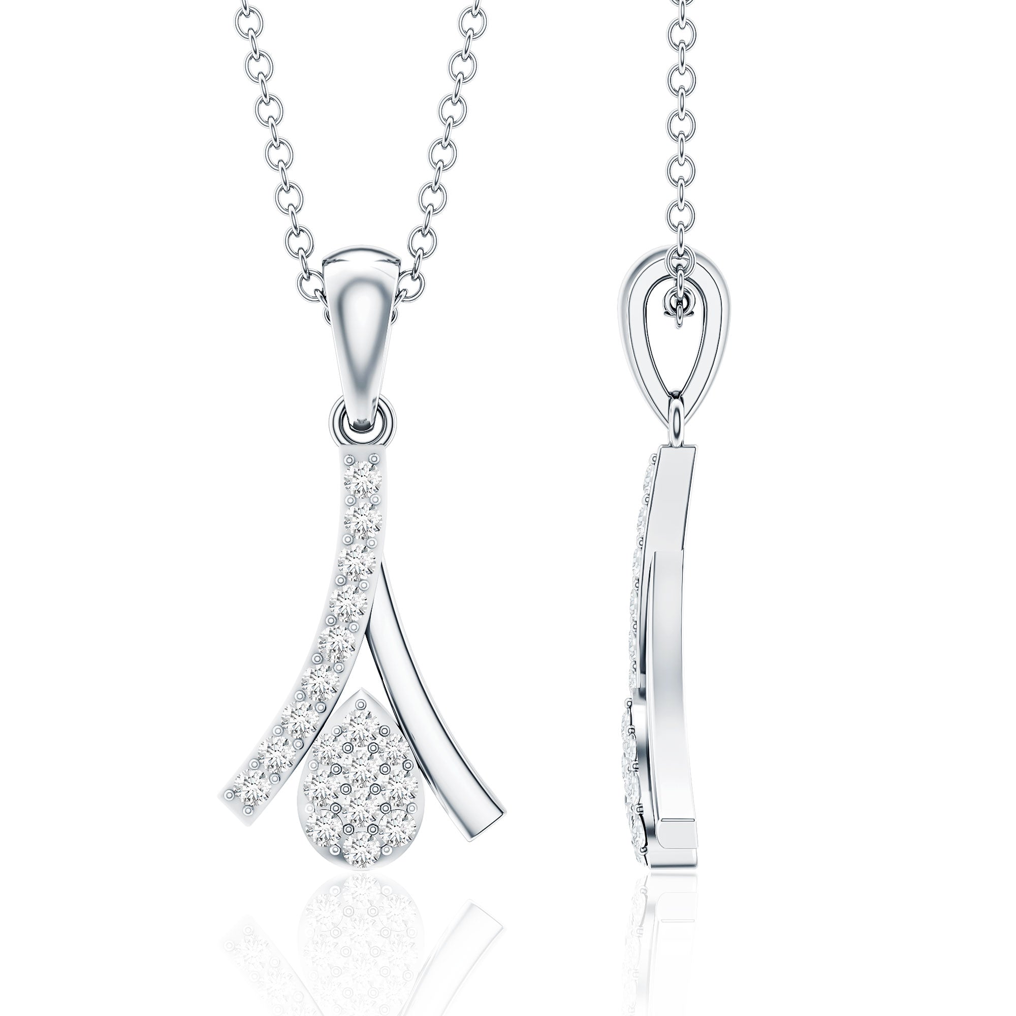 Certified Round Cut Diamond Cluster Necklace