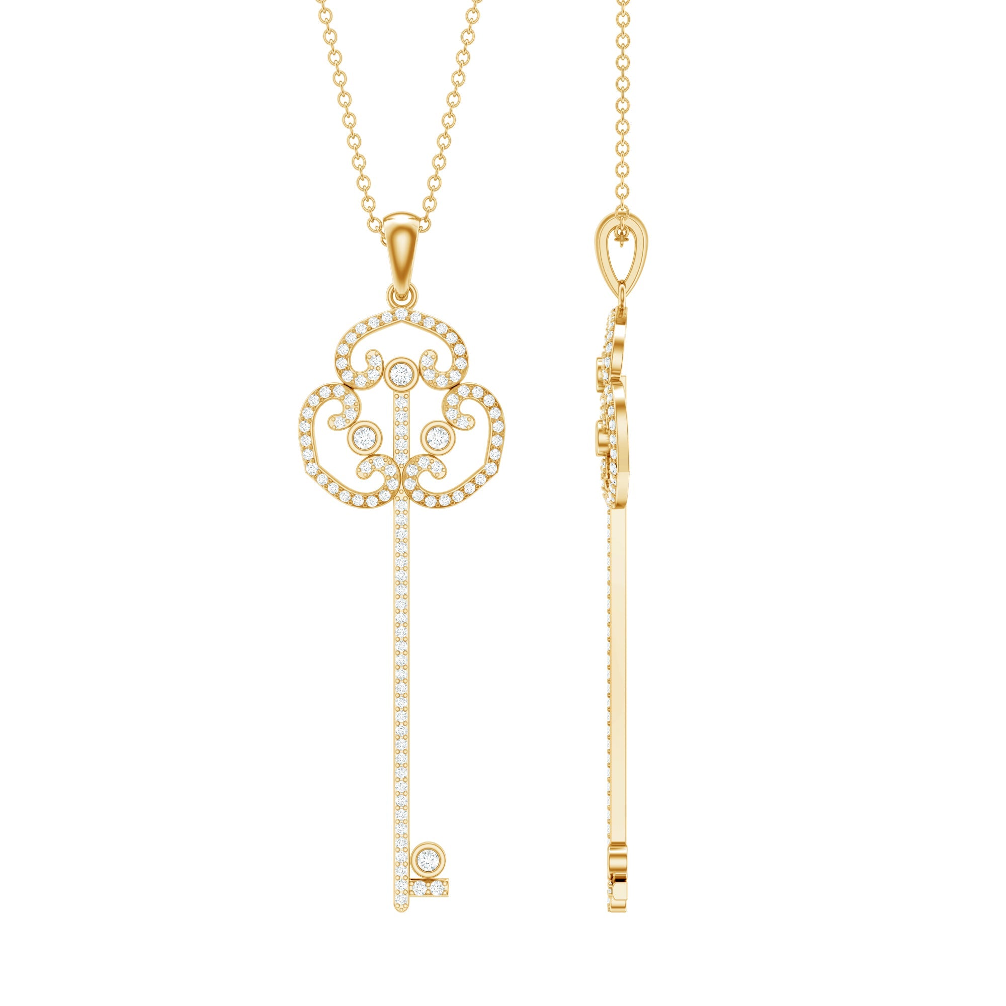 Certified Moissanite Vintage Key Pendant Necklace | Pendants | Wiccan Center